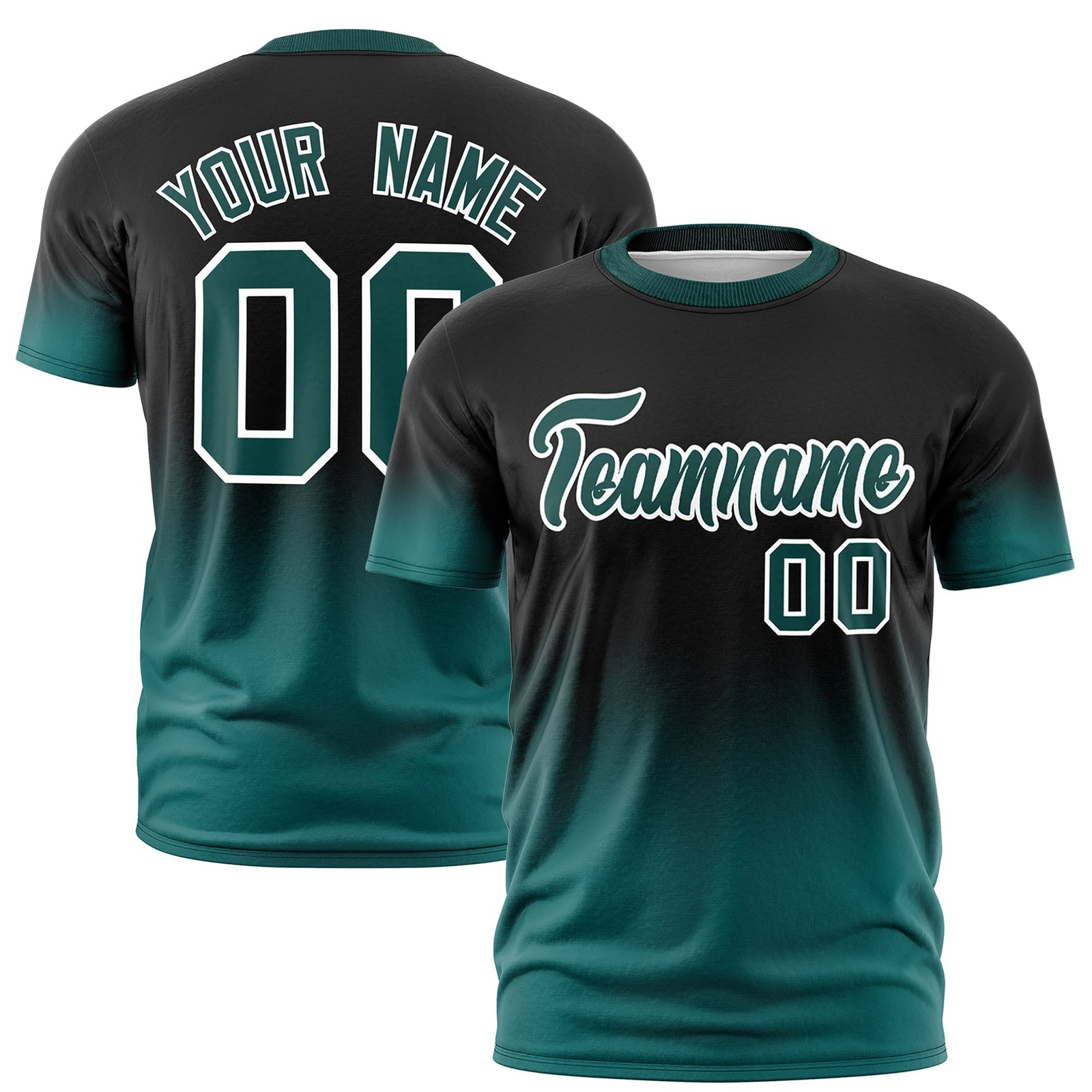 Custom Black Teal White Gradient Fashion Quick Dry T-shirt| KXKSHOP