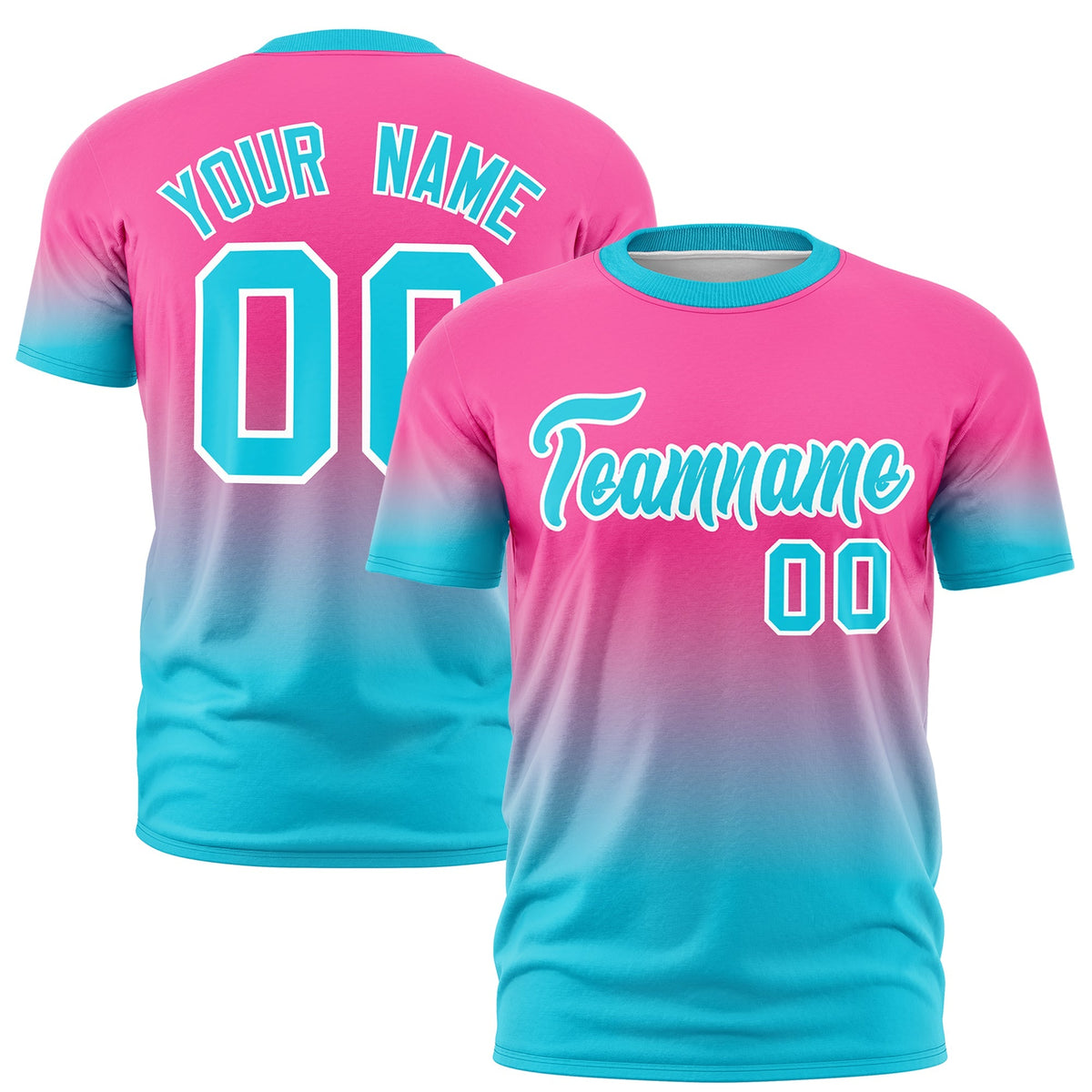 Custom Pink Sky Blue White Gradient Fashion Quick Dry T-shirt| KXKSHOP