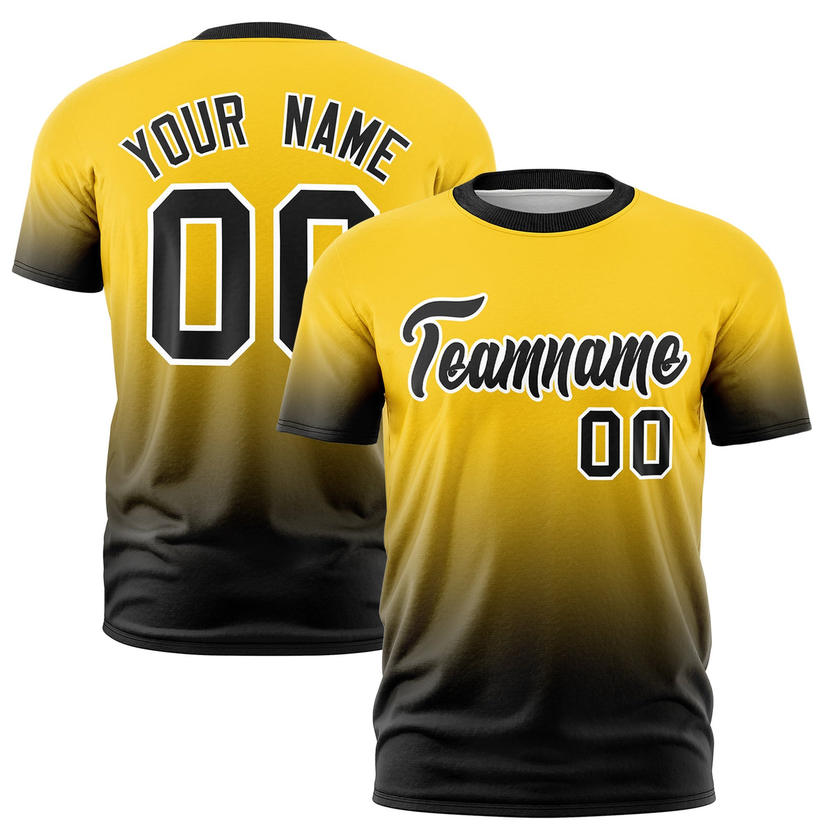 Custom Gold Black White Gradient Fashion Quick Dry T-shirt| KXKSHOP
