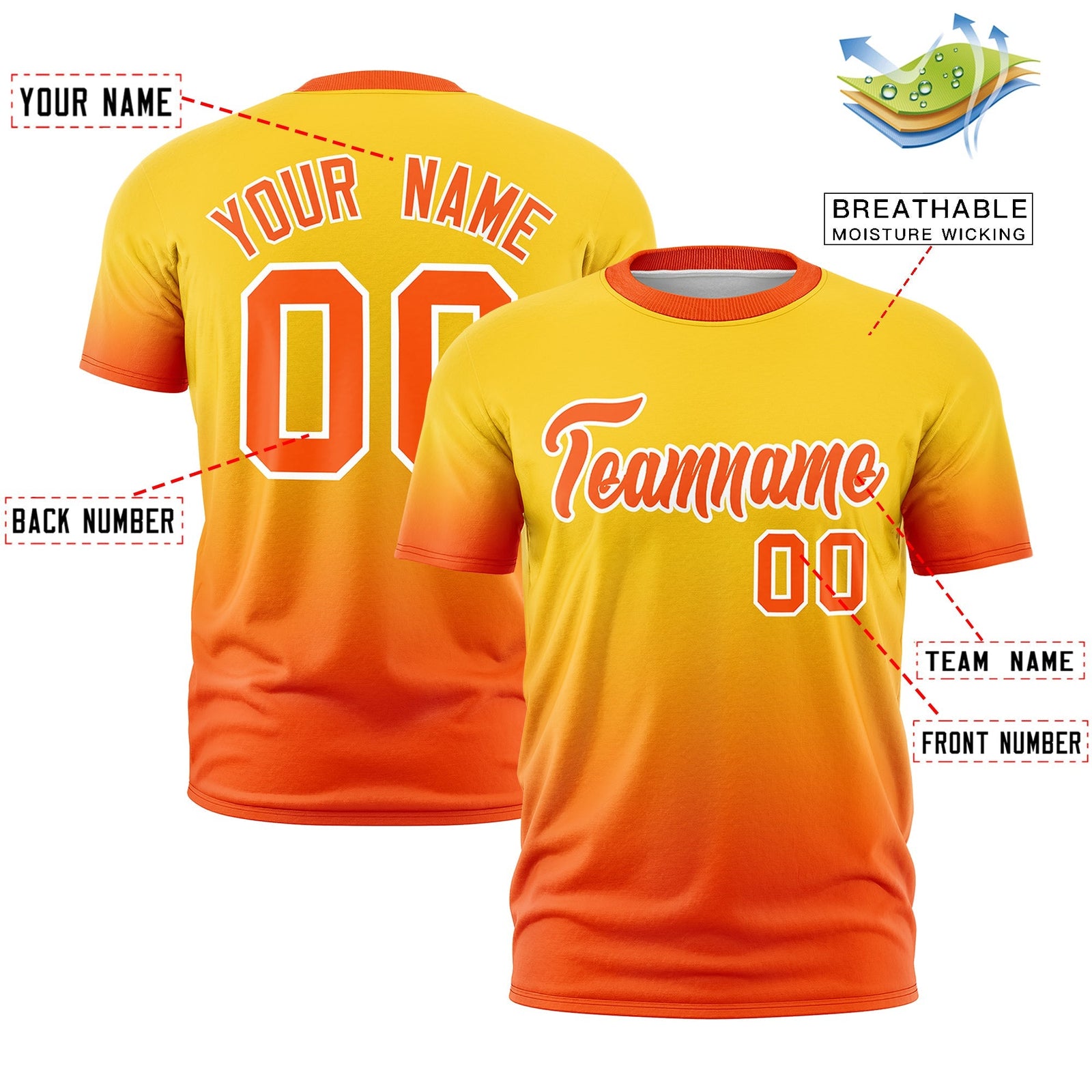 Custom Gold Orange White Gradient Fashion Lightweight T-shirt| KXKSHOP