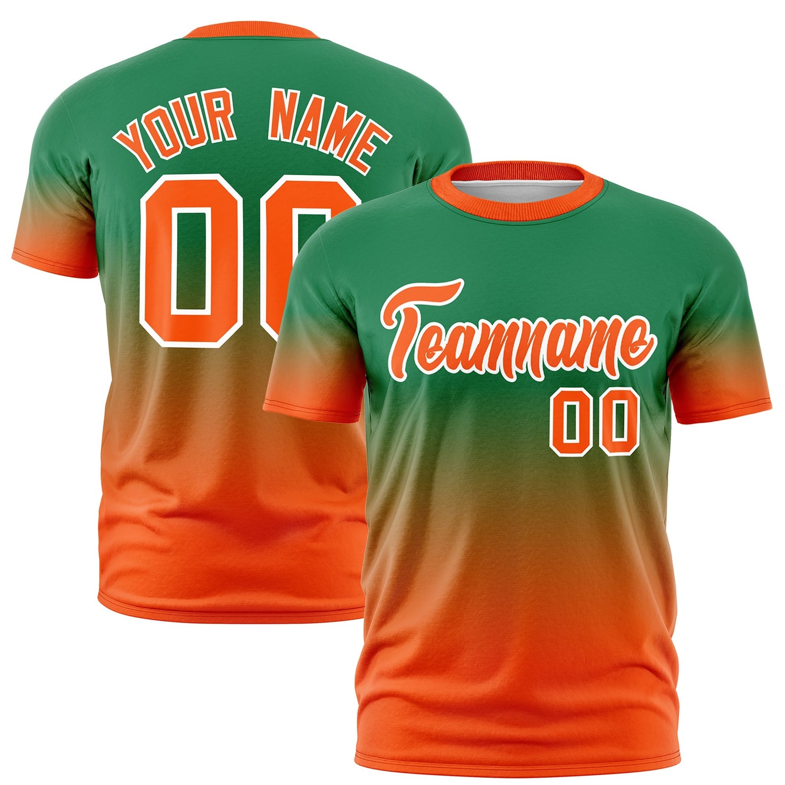 Custom Kelly Green Orange White Gradient Fashion Lightweight T-shirt| KXKSHOP