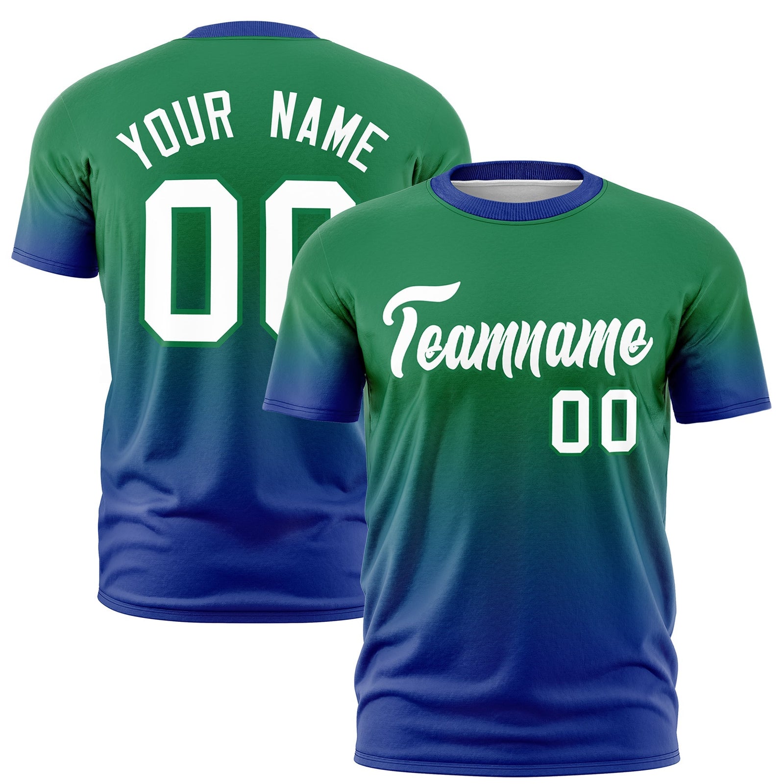 Custom Kelly Green White Gradient Fashion Quick Dry T-shirt| KXKSHOP