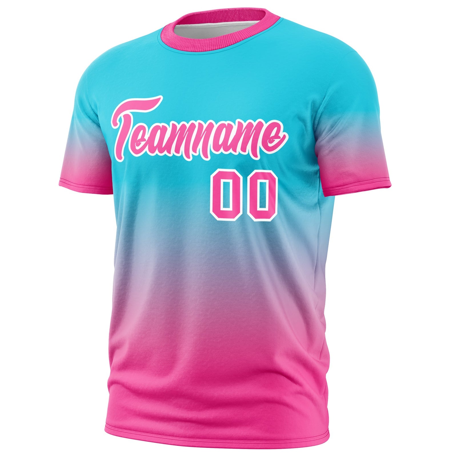 Custom Sky Blue Pink White Gradient Fashion Lightweight T-shirt| KXKSHOP