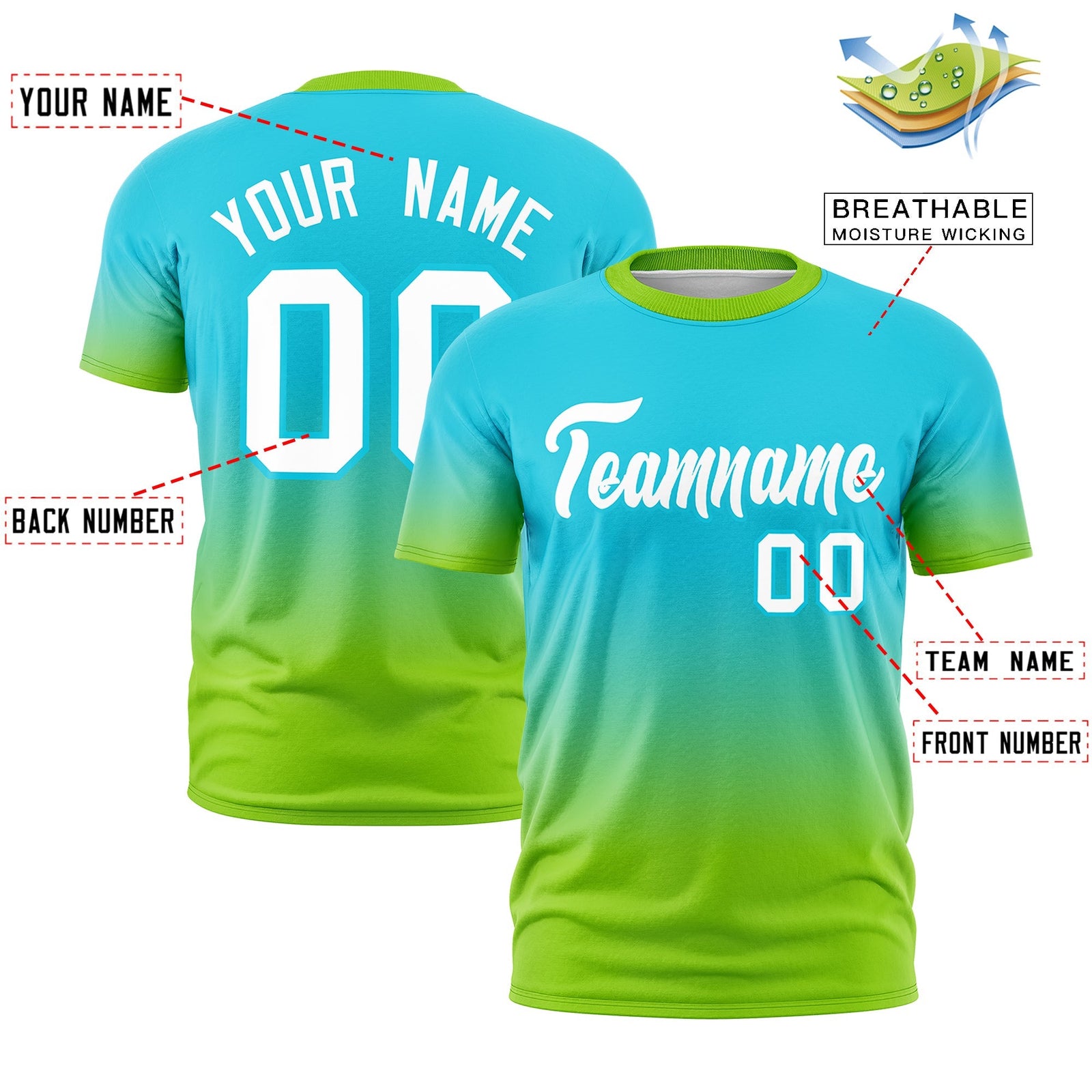 Custom Sky Blue White Gradient Fashion Quick Dry T-shirt| KXKSHOP