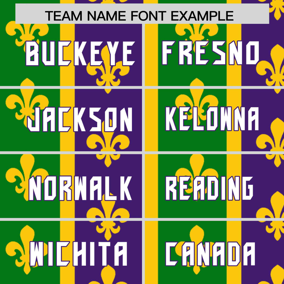 Custom Purple Kelly Green Crew Neck Personalized Mardi Gras Long Sleeve Performance T-shirt | KXKSHOP