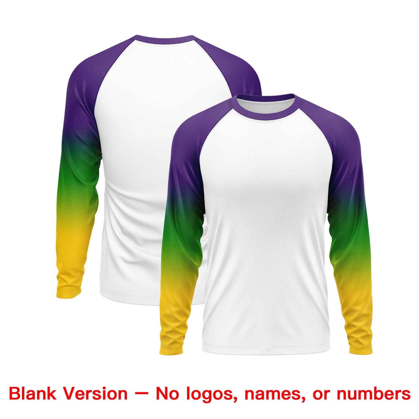 Custom White Purple Crew Neck Personalized Mardi Gras Long Sleeve Performance T-shirt | KXKSHOP