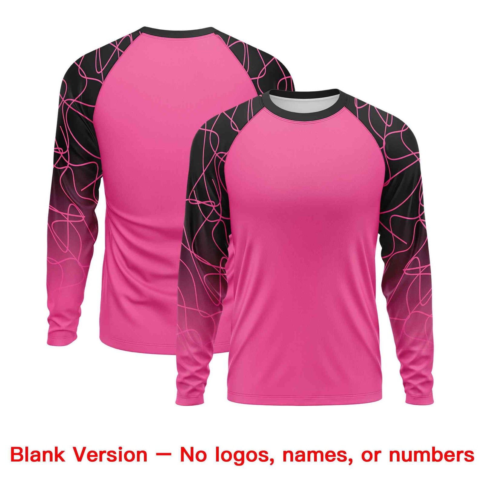 Custom Pink Black Tangled Lines Pattern Raglan Long Sleeve Performance T-Shirt| KXKSHOP