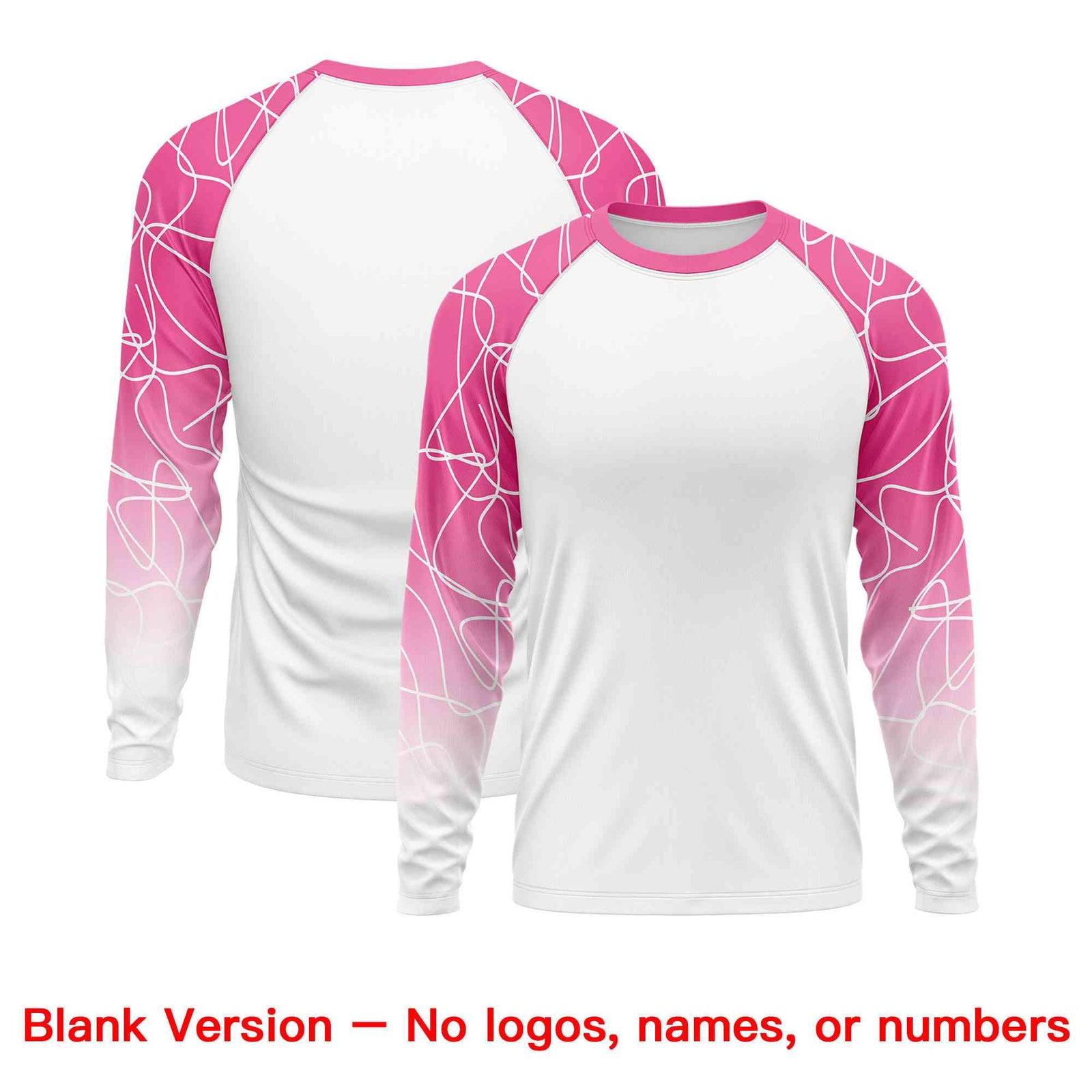 Custom White Pink Tangled Lines Pattern Raglan Long Sleeve Performance T-Shirt| KXKSHOP