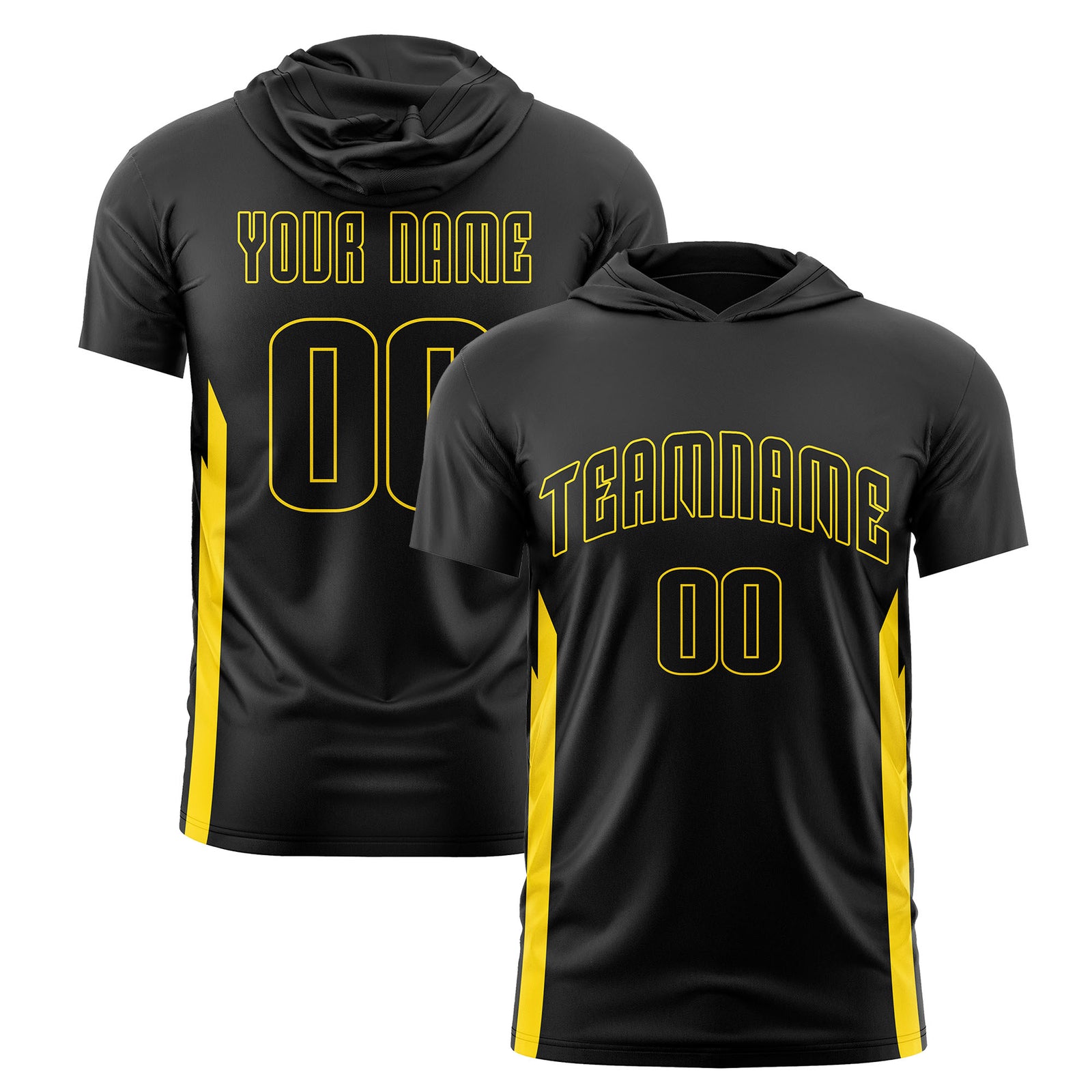 Custom Black Hoodie Short Sleeves Quick Dry Lightweight