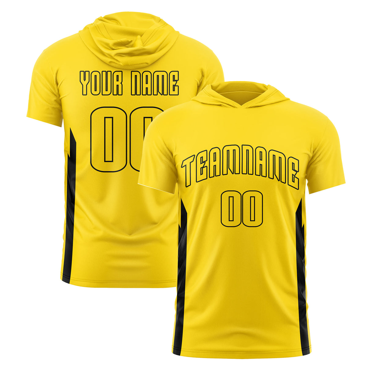 Custom Black Hoodie Short Sleeves Quick Dry Lightweight