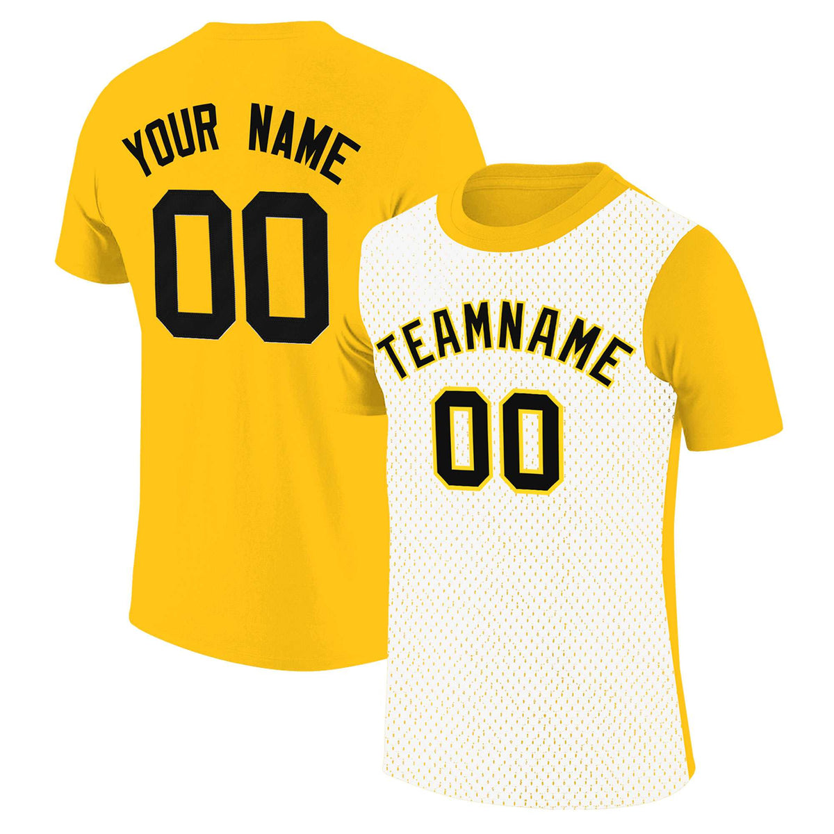 Custom Gold White Mesh Two Tone T-Shirt