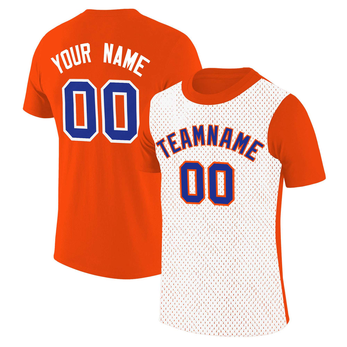 Custom Orange White Mesh Two Tone T-Shirt