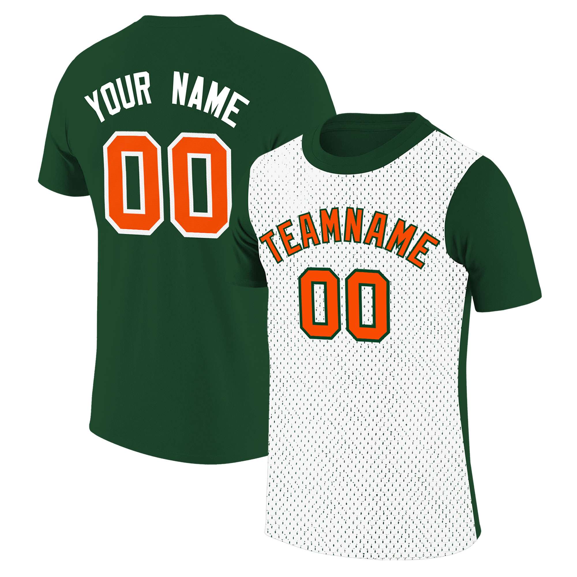 Custom Green White Mesh Two Tone T-Shirt
