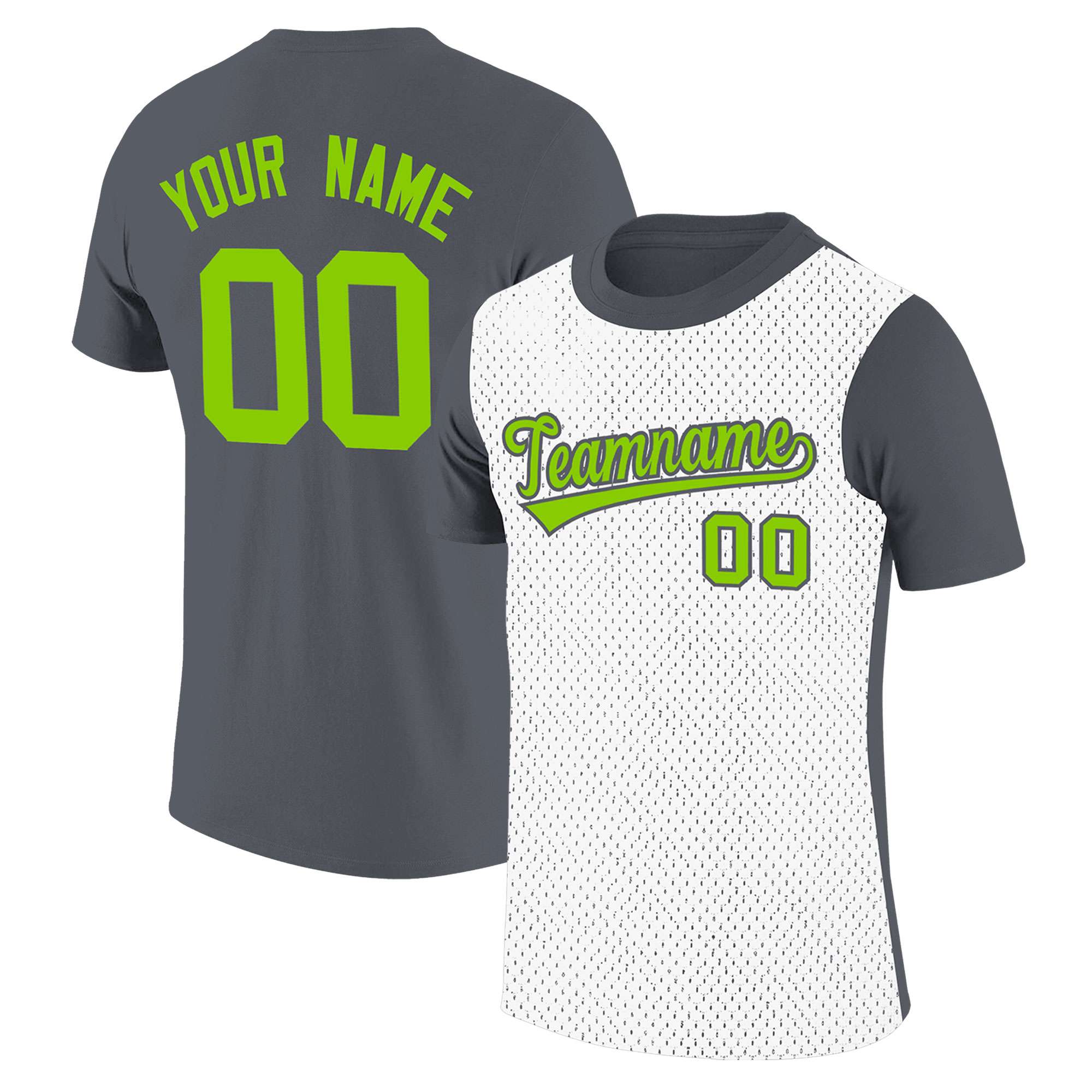 Custom Gray White Mesh Two Tone T-Shirt