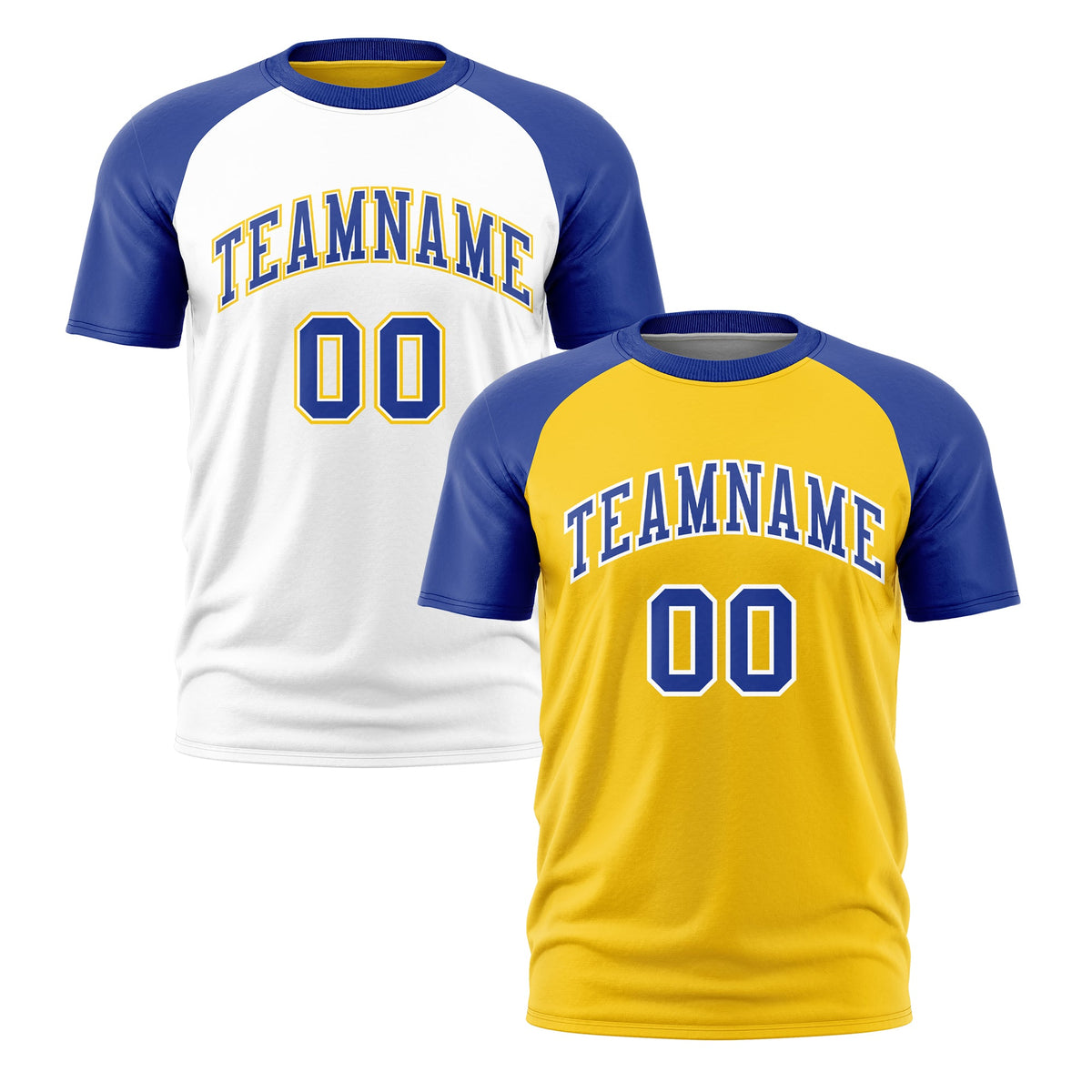 Custom Gold Royal Blue White Reversible Raglan Sleeves Moisture-Wicking T-shirt| KXKSHOP