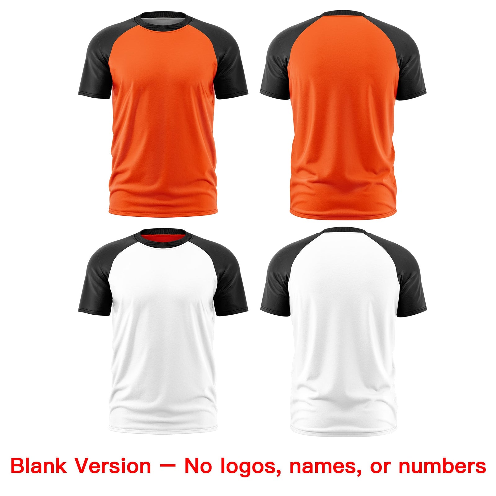 Custom Orange Black White Reversible Raglan Sleeves Moisture-Wicking T-shirt| KXKSHOP
