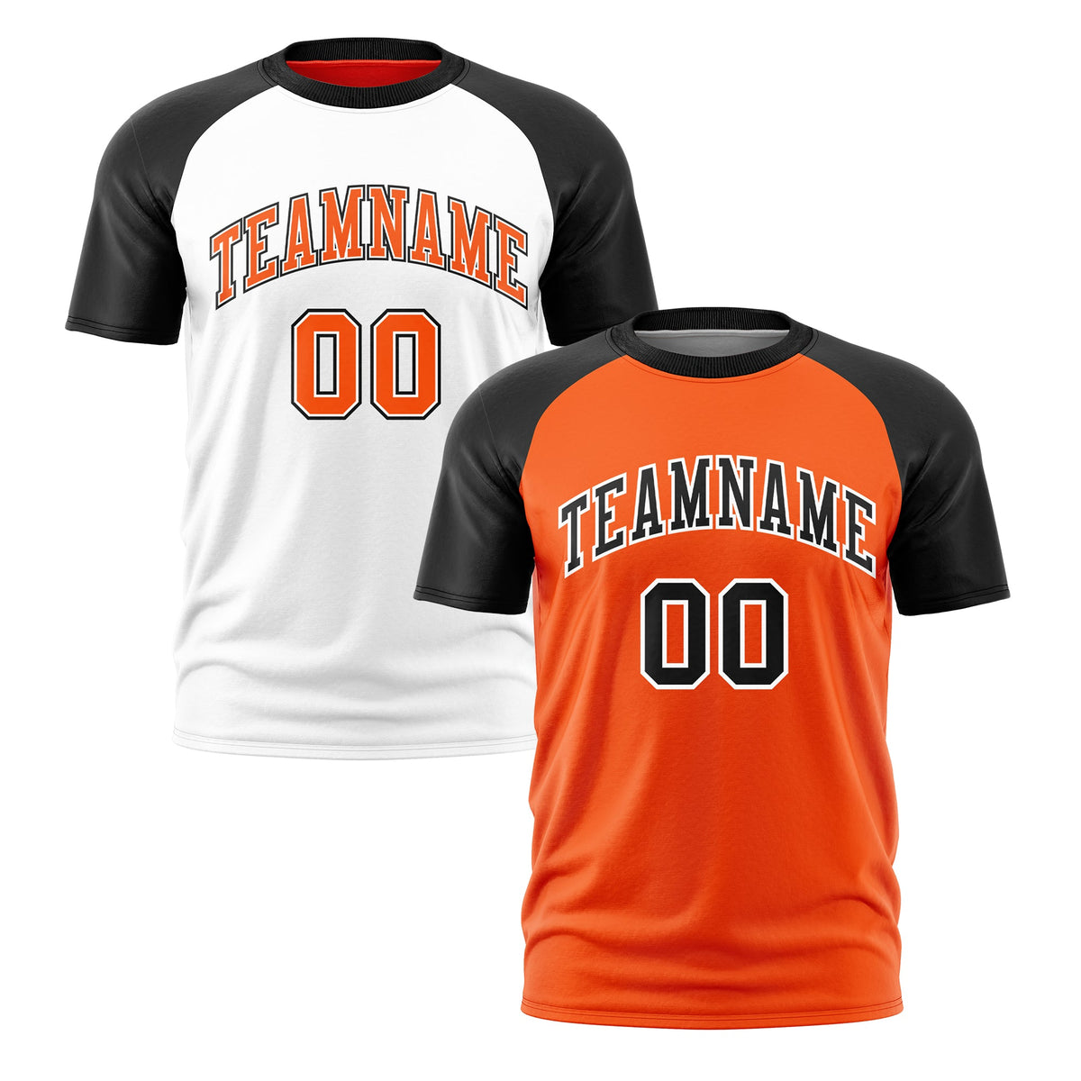 Custom Orange Black White Reversible Raglan Sleeves Moisture-Wicking T-shirt| KXKSHOP
