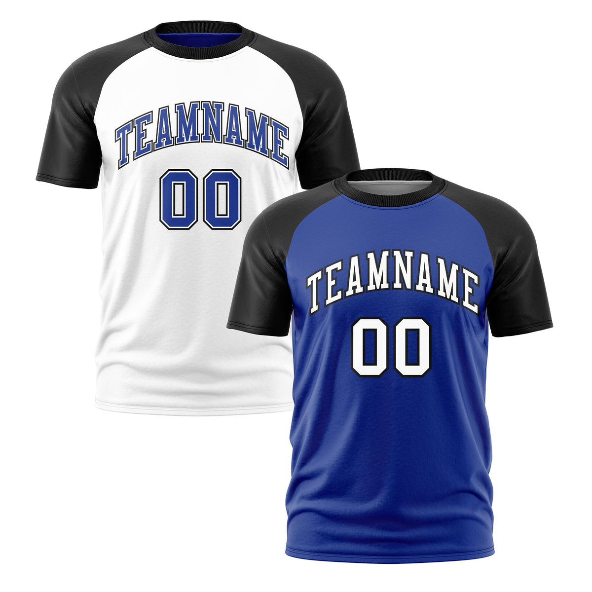 Custom Royal Blue Black White Reversible Raglan Sleeves Moisture-Wicking T-shirt| KXKSHOP