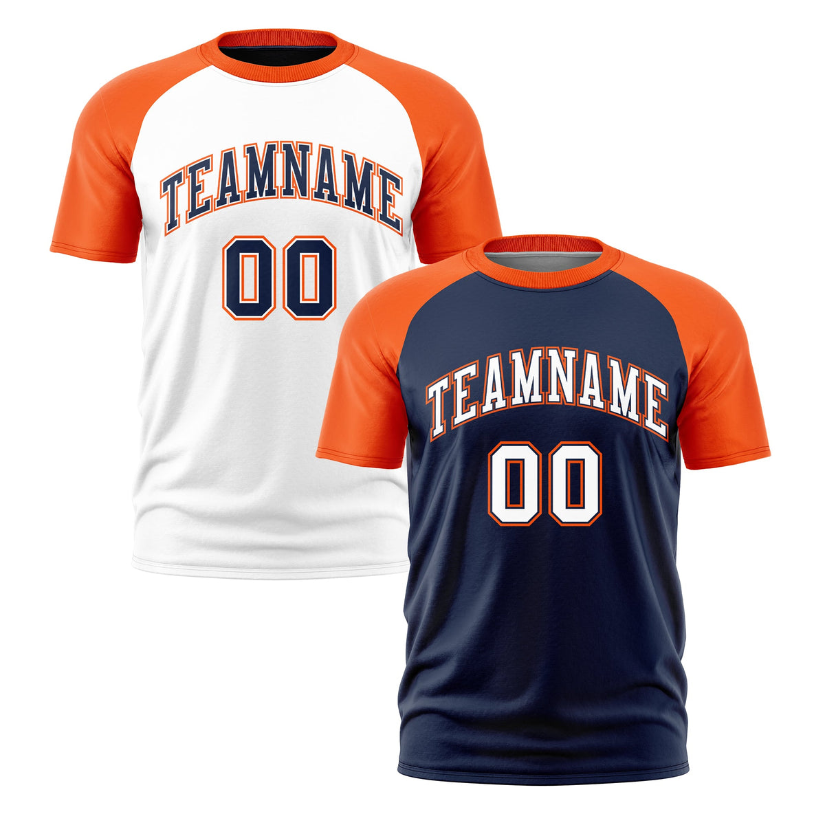 Custom Navy Orange White Reversible Raglan Sleeves Moisture-Wicking T-shirt| KXKSHOP