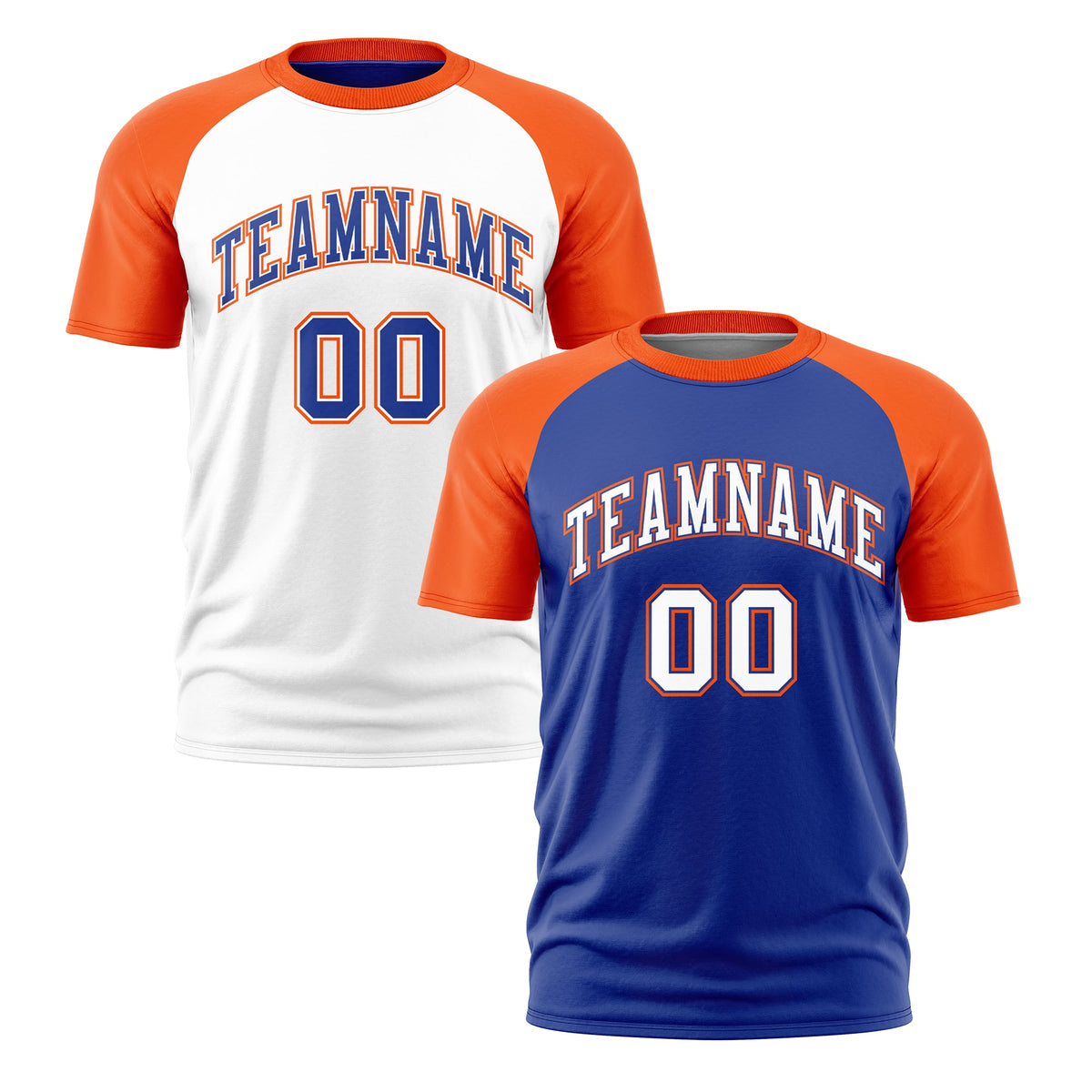 Custom Royal Blue Orange White Reversible Raglan Sleeves Moisture-Wicking T-shirt| KXKSHOP