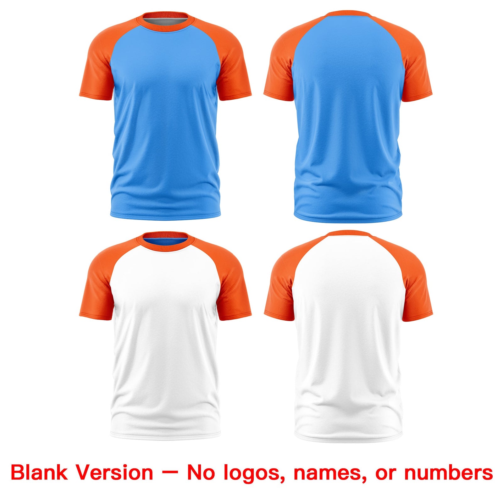 Custom Powder Blue Orange White Reversible Raglan Sleeves Moisture-Wicking T-shirt| KXKSHOP