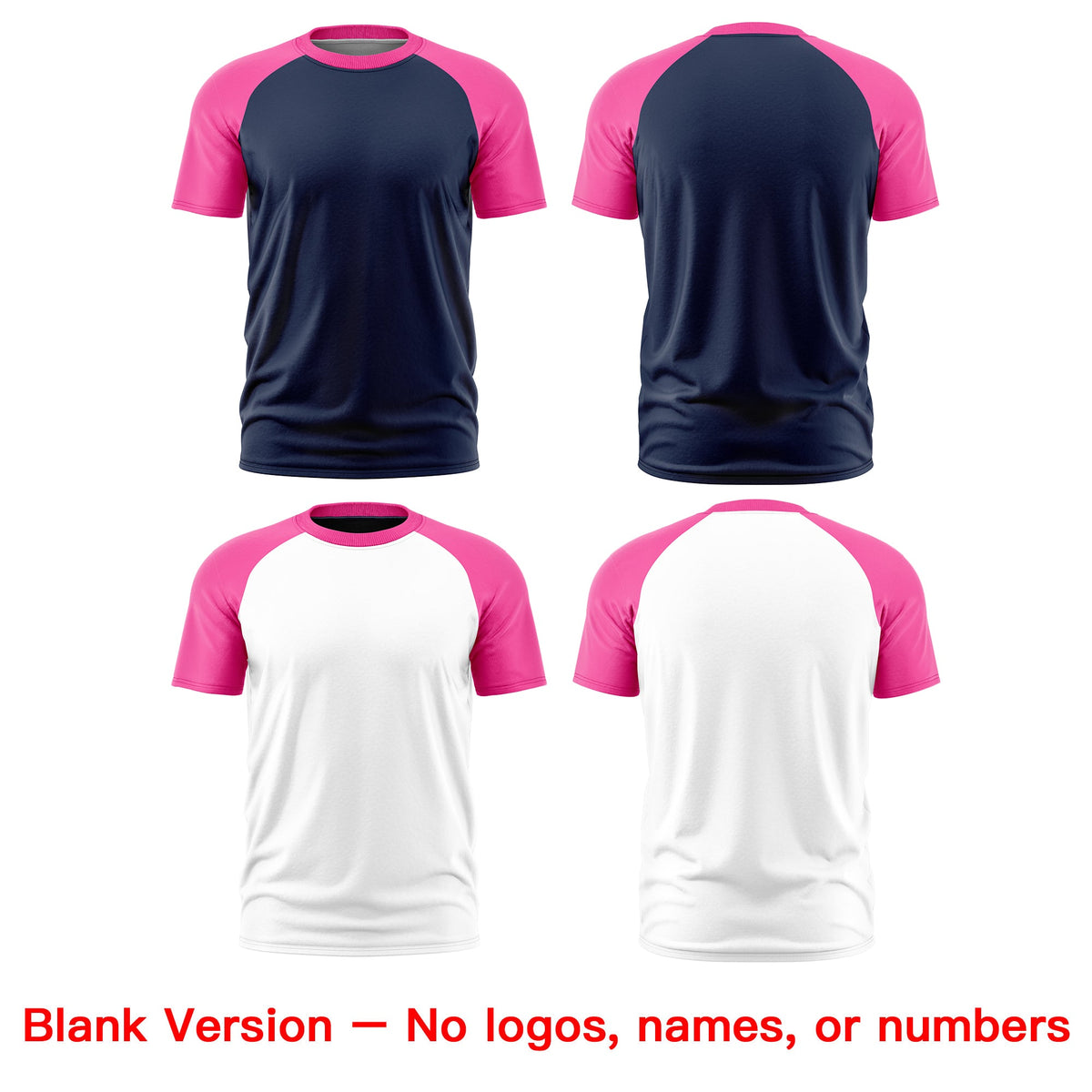 Custom White Pink Navy Reversible Raglan Sleeves Moisture-Wicking T-shirt| KXKSHOP