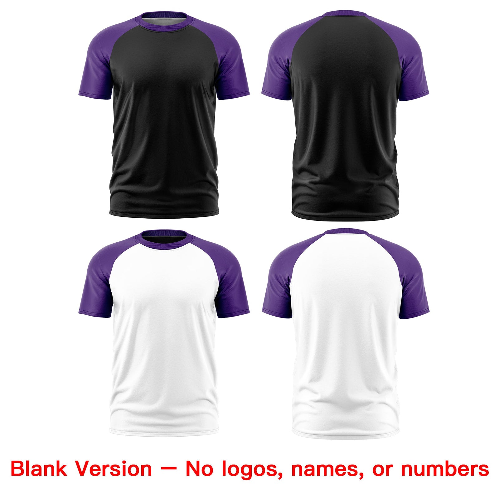 Custom Black Purple White Reversible Raglan Sleeves Moisture-Wicking T-shirt| KXKSHOP