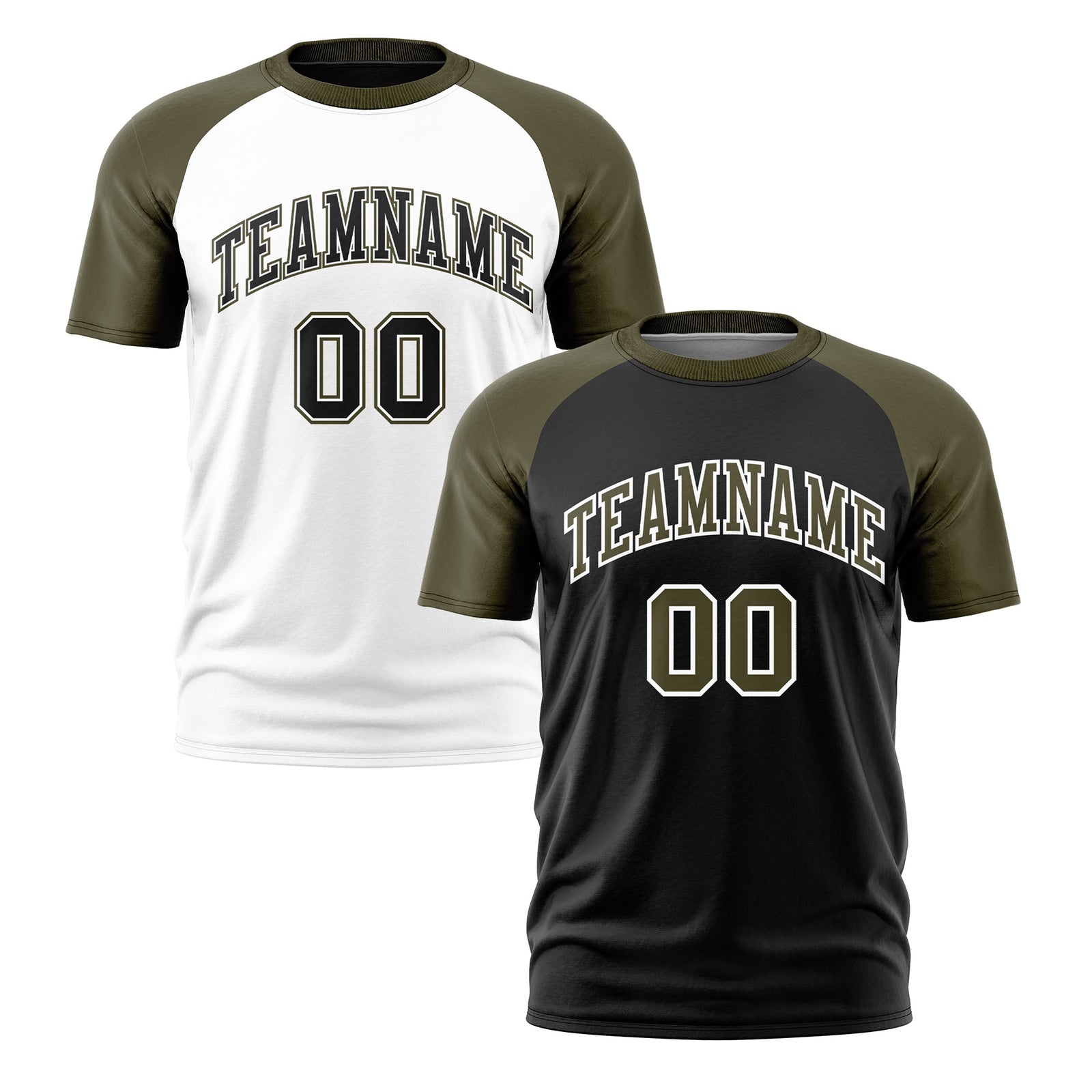 Custom Black Olive White Reversible Raglan Sleeves Quick Dry T-shirt| KXKSHOP
