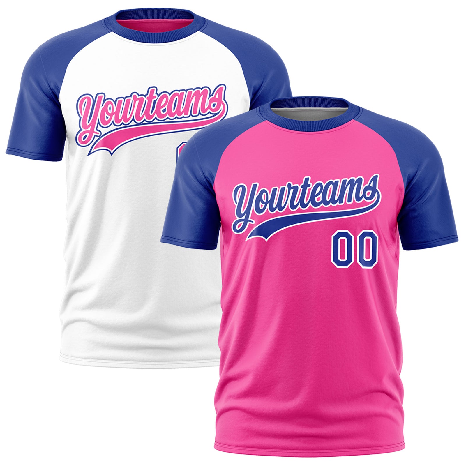 Custom Pink White Royal Blue Reversible Raglan Sleeves Quick Dry T-shirt| KXKSHOP