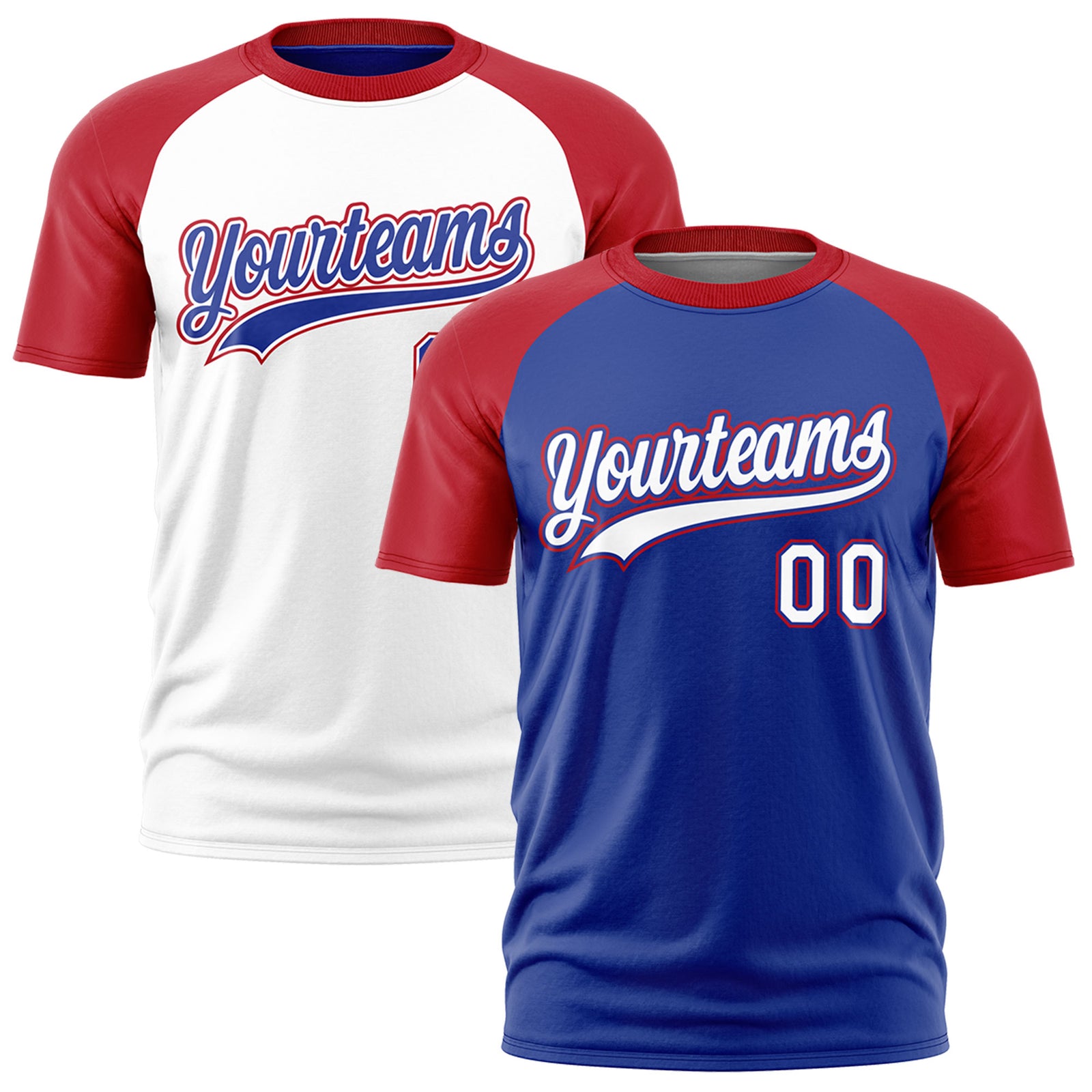 Custom Royal Blue Red White Reversible Raglan Sleeves Quick Dry T-shirt| KXKSHOP
