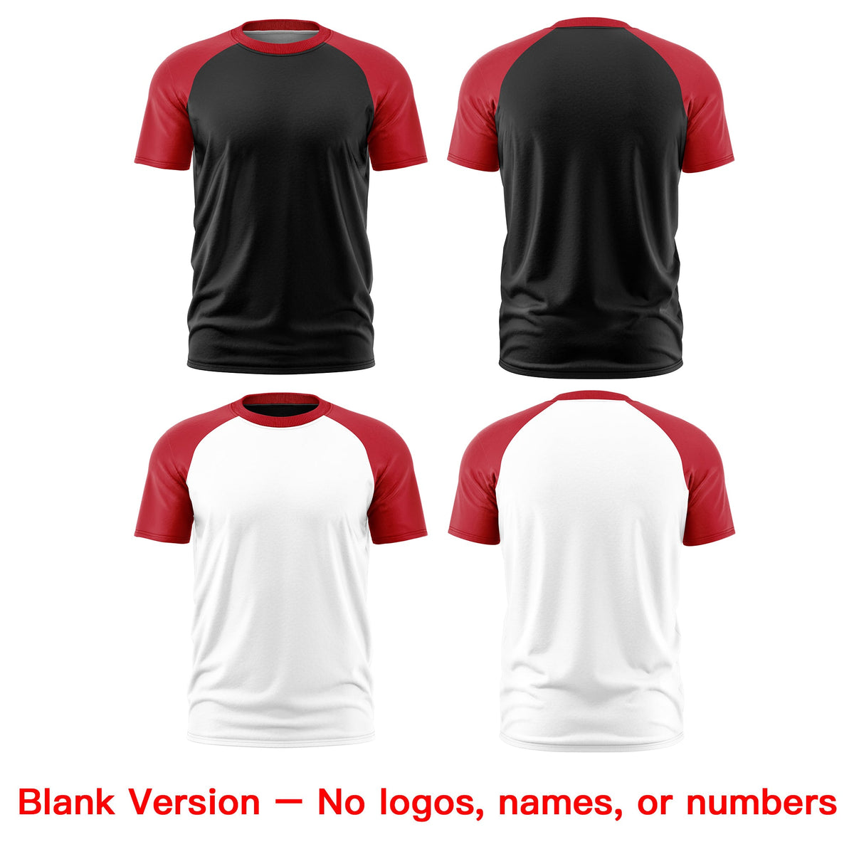 Custom Red Black White Reversible Raglan Sleeves Moisture-Wicking T-shirt| KXKSHOP