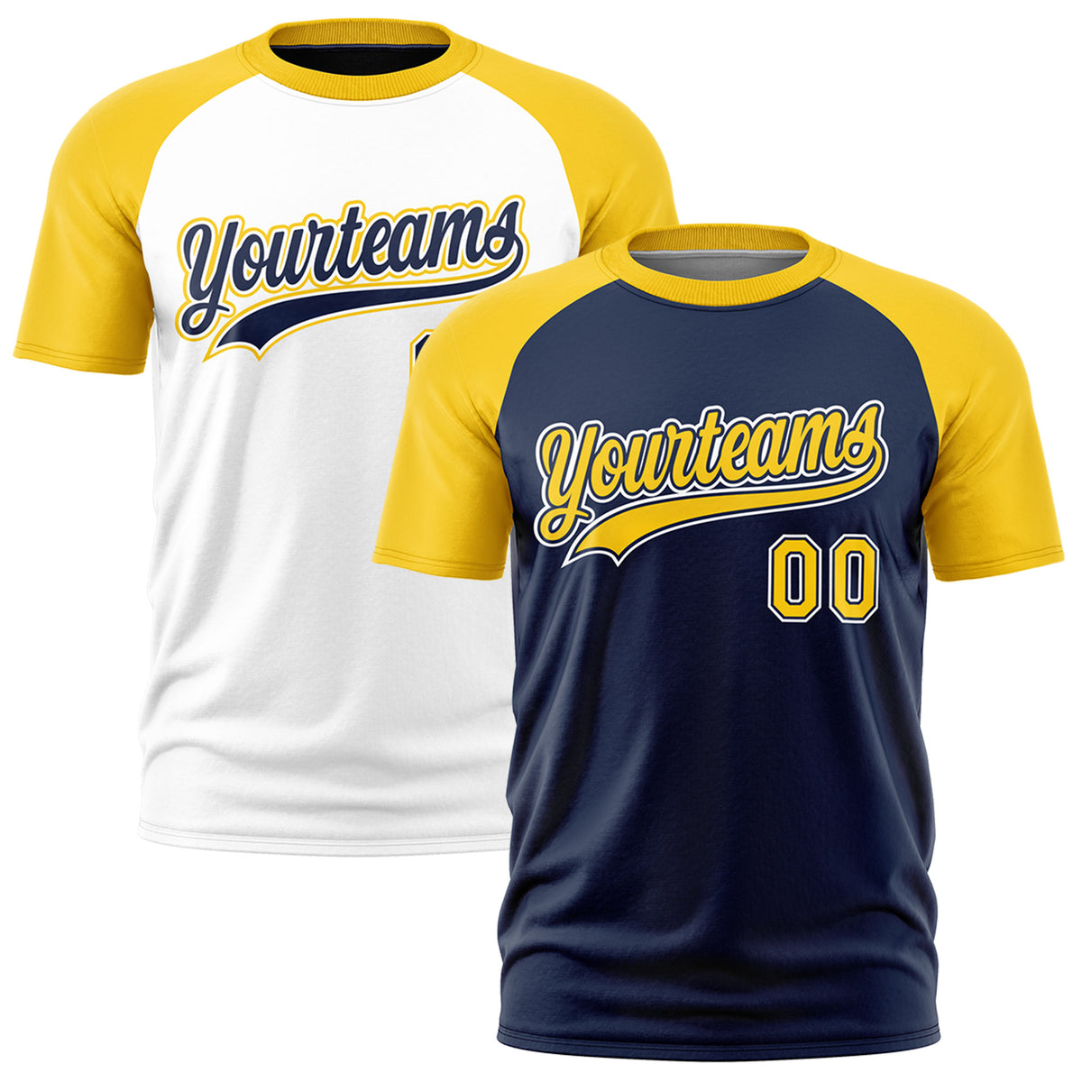 Custom Navy Gold White Reversible Raglan Sleeves Quick Dry T-shirt| KXKSHOP