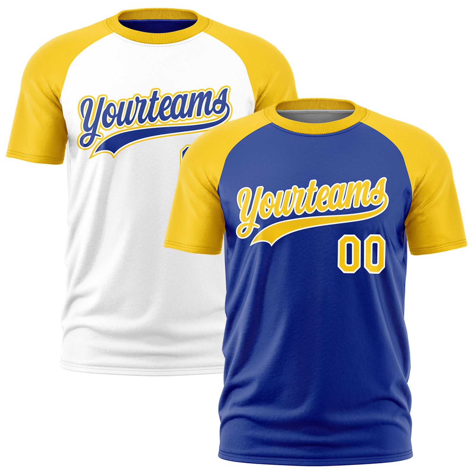Custom Royal Blue Gold White Reversible Raglan Sleeves Quick Dry T-shirt| KXKSHOP