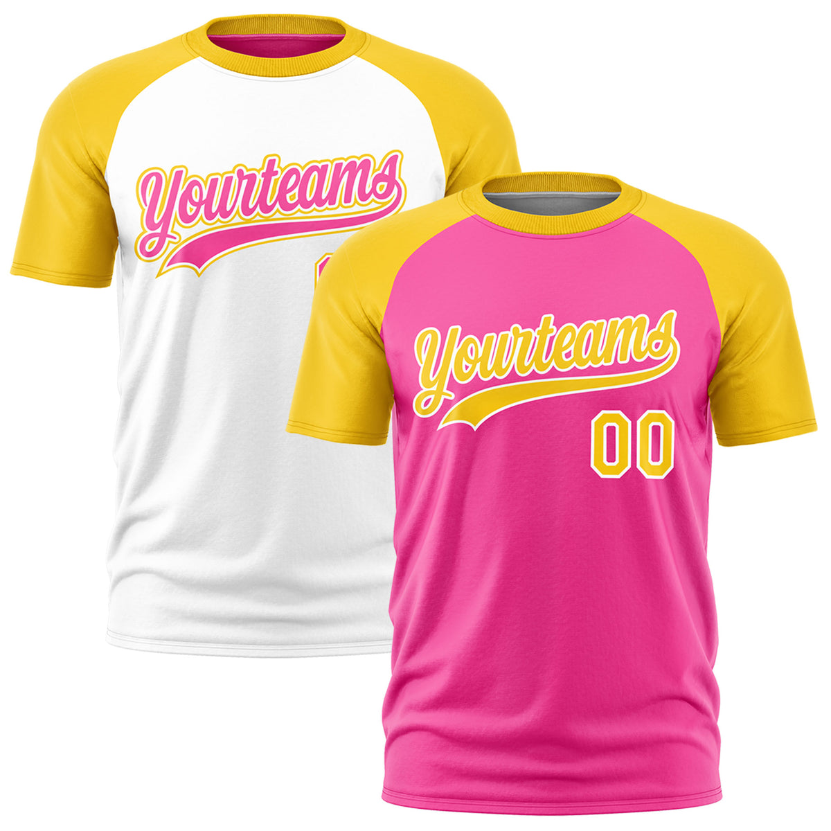 Custom Pink Gold White Reversible Raglan Sleeves Quick Dry T-shirt| KXKSHOP
