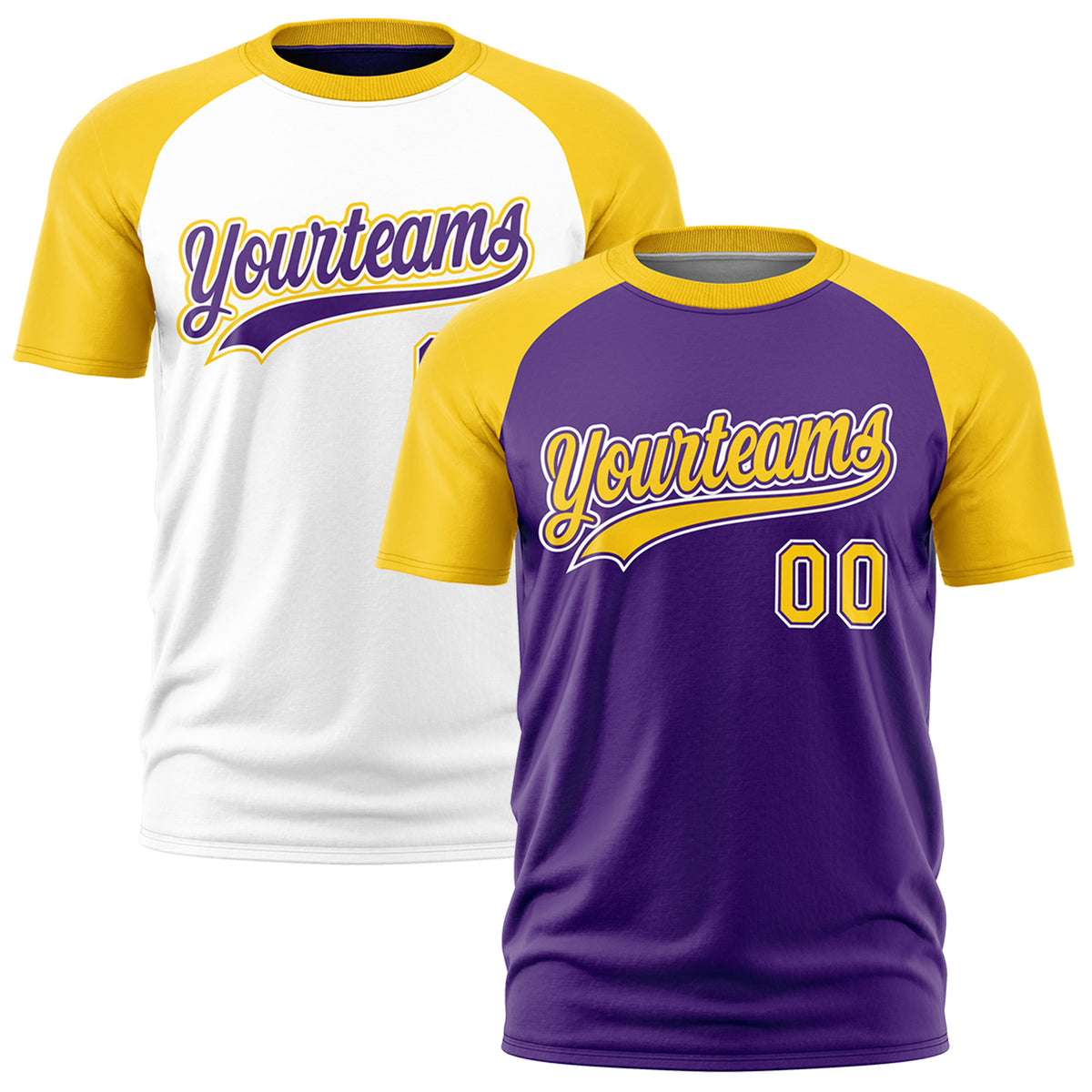 Custom Purple Gold White Reversible Raglan Sleeves Quick Dry T-shirt| KXKSHOP