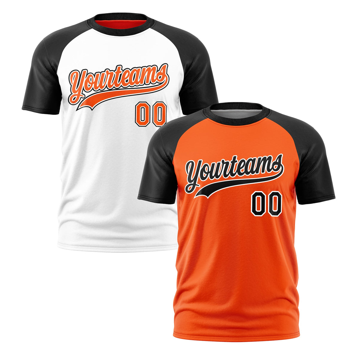 Custom Orange Black White Reversible Raglan Sleeves Moisture-Wicking T-shirt| KXKSHOP