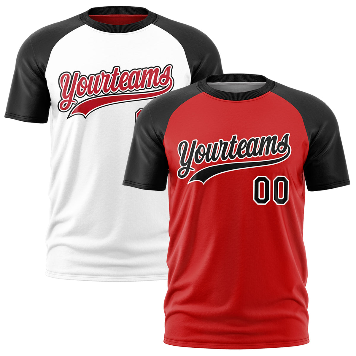 Custom Red Black White Reversible Raglan Sleeves Quick Dry T-shirt| KXKSHOP