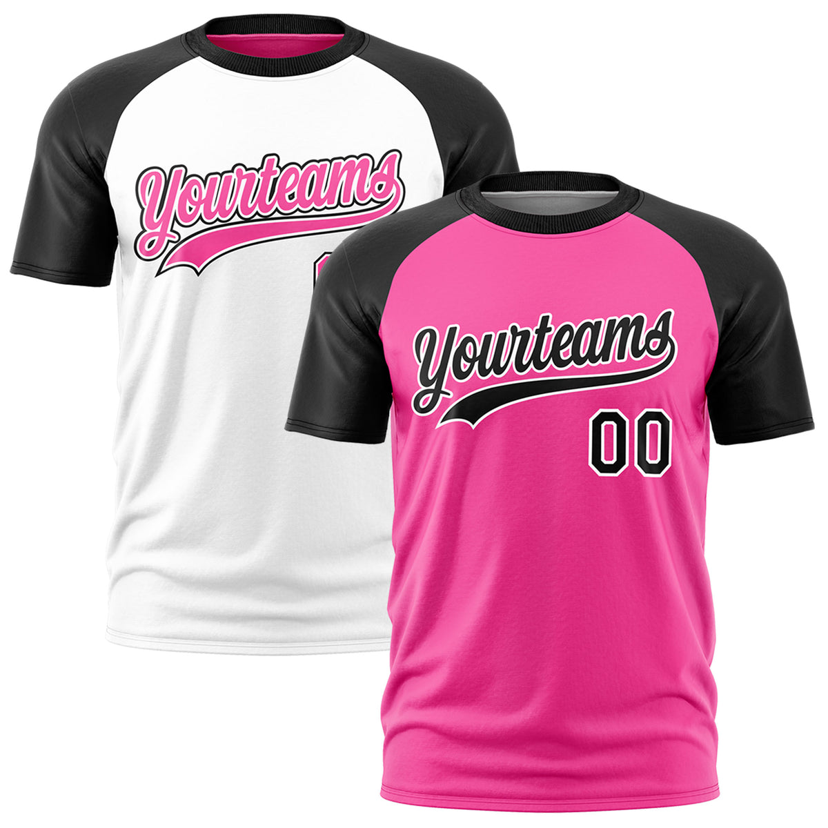 Custom Pink Black White Reversible Raglan Sleeves Moisture-Wicking T-shirt| KXKSHOP