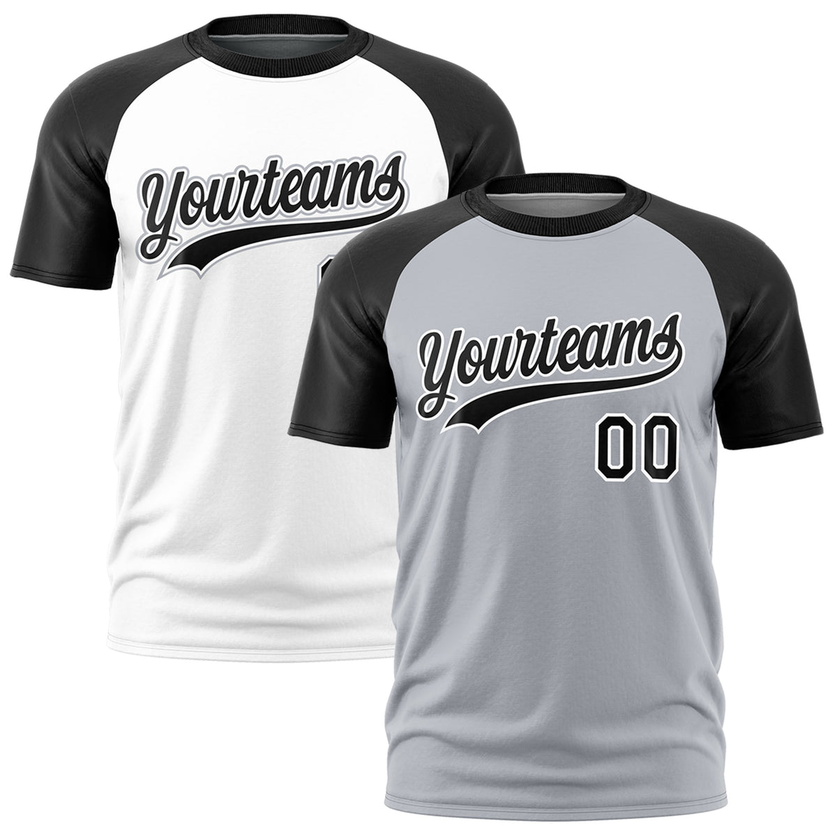 Custom Silver Black White Reversible Raglan Sleeves Quick Dry T-shirt| KXKSHOP