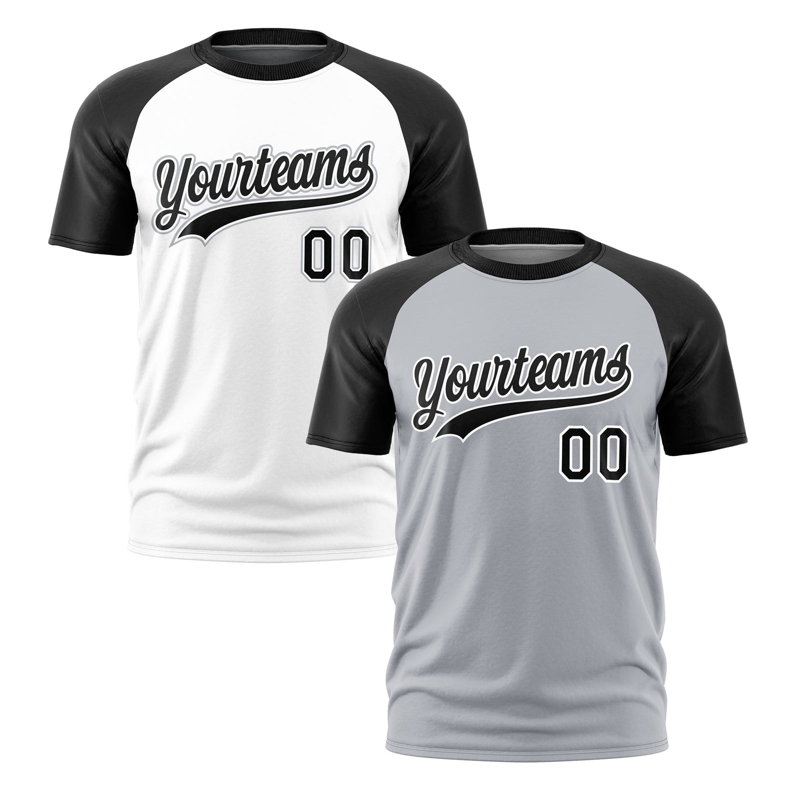 Custom Silver Black White Reversible Raglan Sleeves Quick Dry T-shirt| KXKSHOP