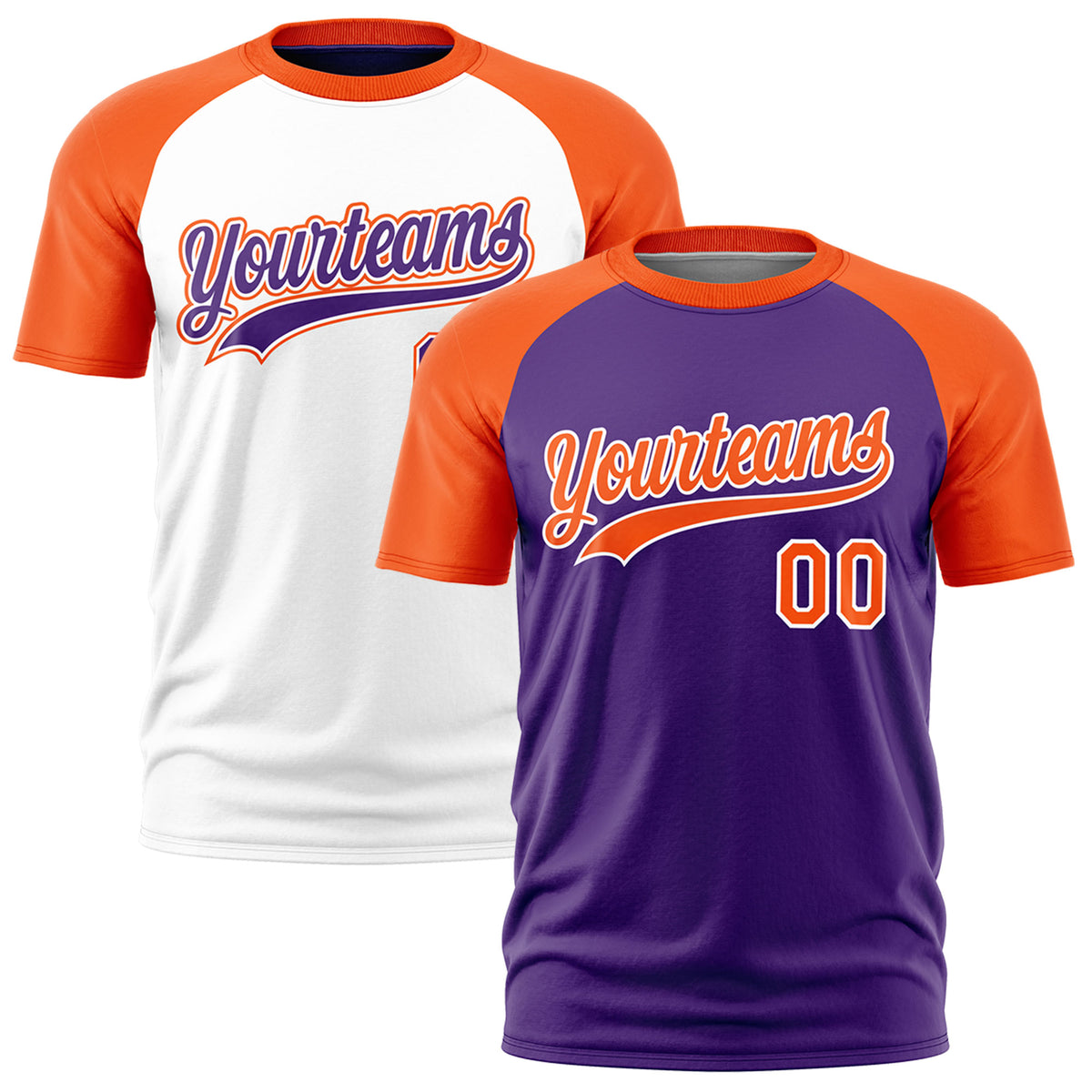 Custom Purple Orange White Reversible Raglan Sleeves Moisture-Wicking T-shirt| KXKSHOP