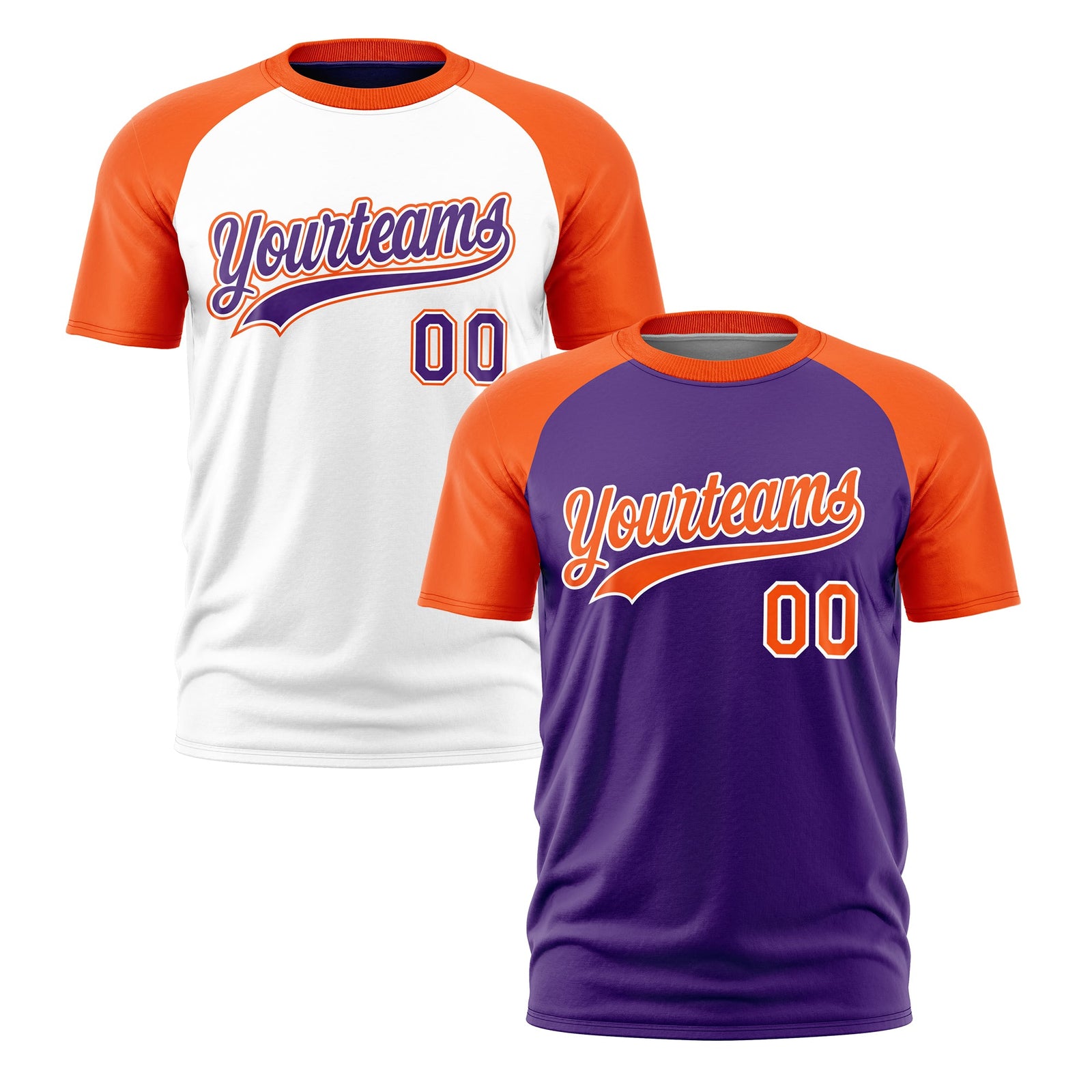 Custom Purple Orange White Reversible Raglan Sleeves Moisture-Wicking T-shirt| KXKSHOP