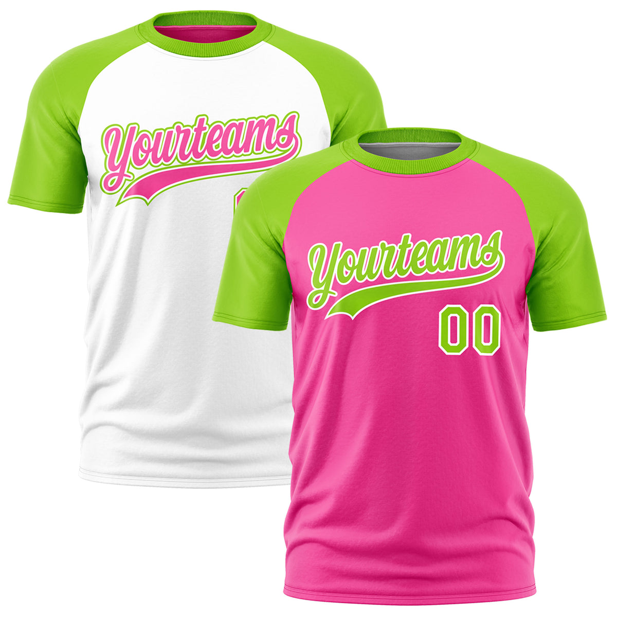 Custom Pink Neon Green White Reversible Raglan Sleeves Quick Dry T-shirt| KXKSHOP