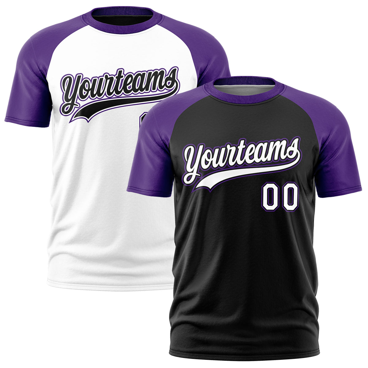Custom Black Purple White Reversible Raglan Sleeves Moisture-Wicking T-shirt| KXKSHOP