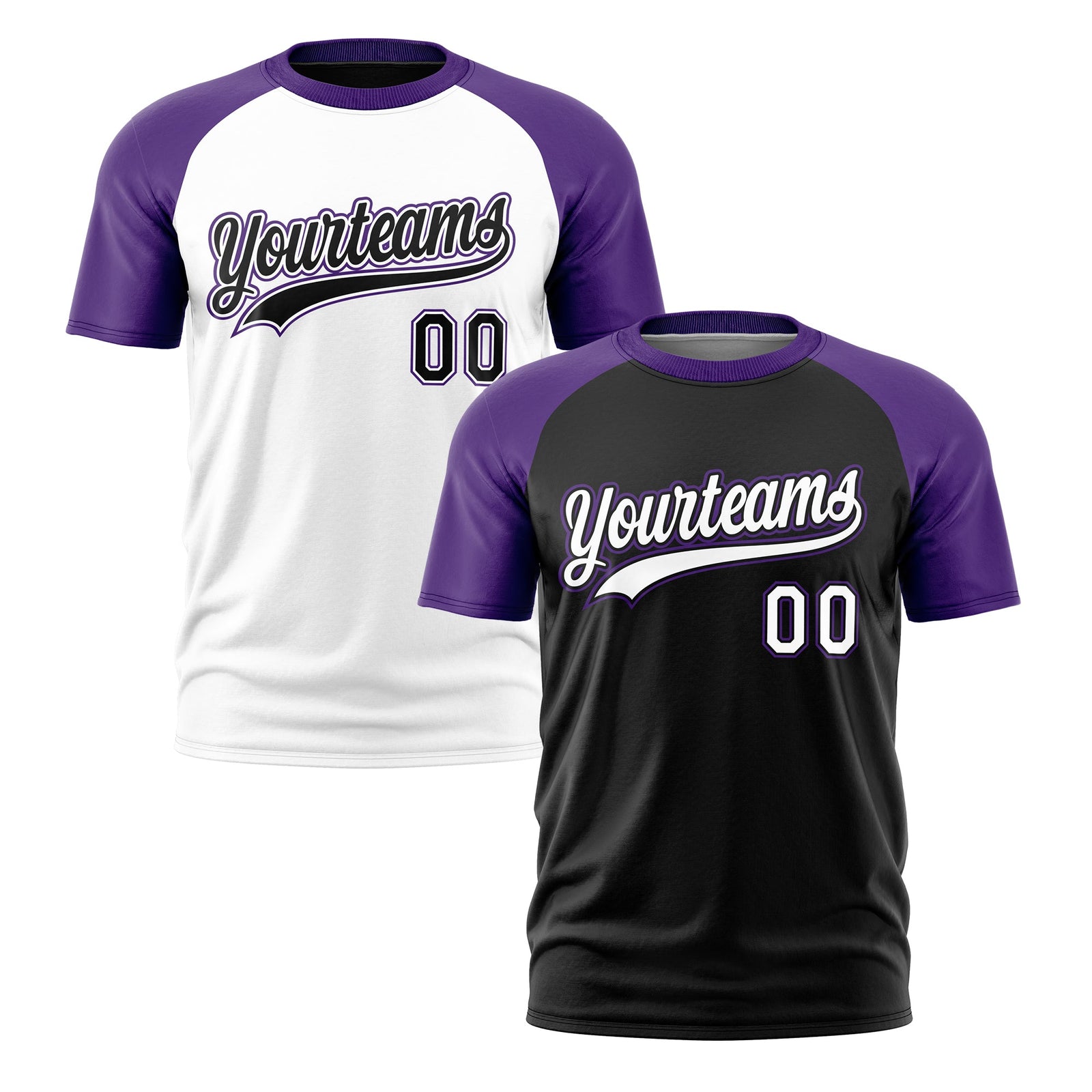 Custom Black Purple White Reversible Raglan Sleeves Moisture-Wicking T-shirt| KXKSHOP