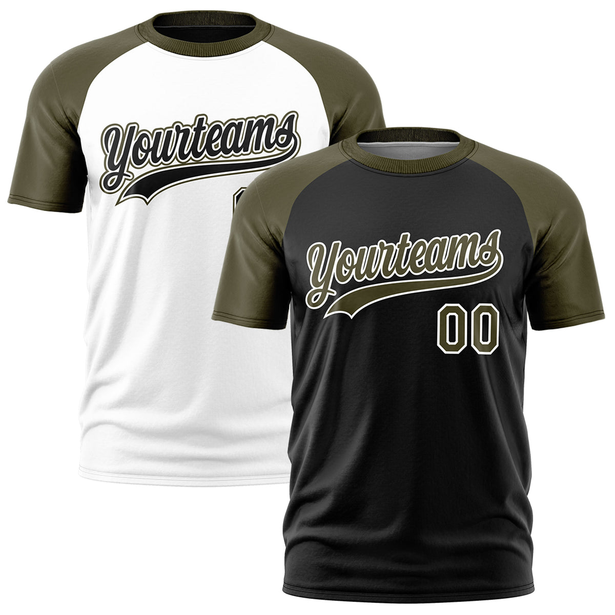 Custom Black Olive White Reversible Raglan Sleeves Quick Dry T-shirt| KXKSHOP