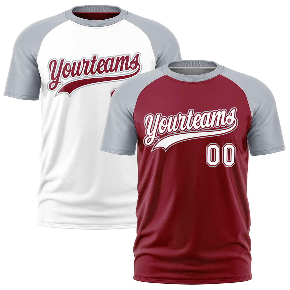 Custom Crimson Silver White Reversible Raglan Sleeves Moisture-Wicking T-shirt| KXKSHOP