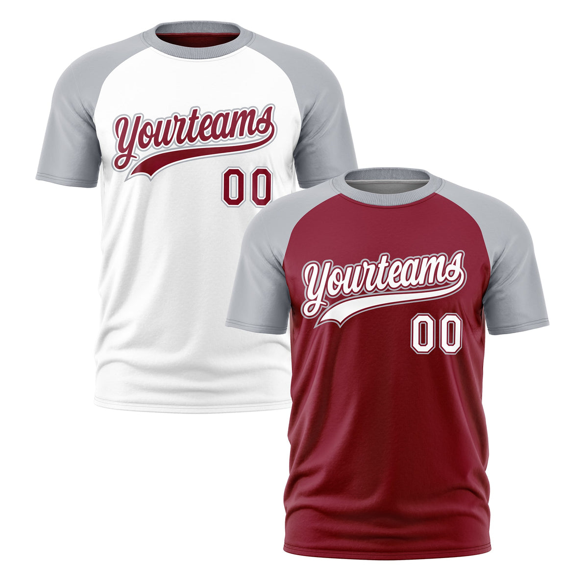 Custom Crimson Silver White Reversible Raglan Sleeves Moisture-Wicking T-shirt| KXKSHOP