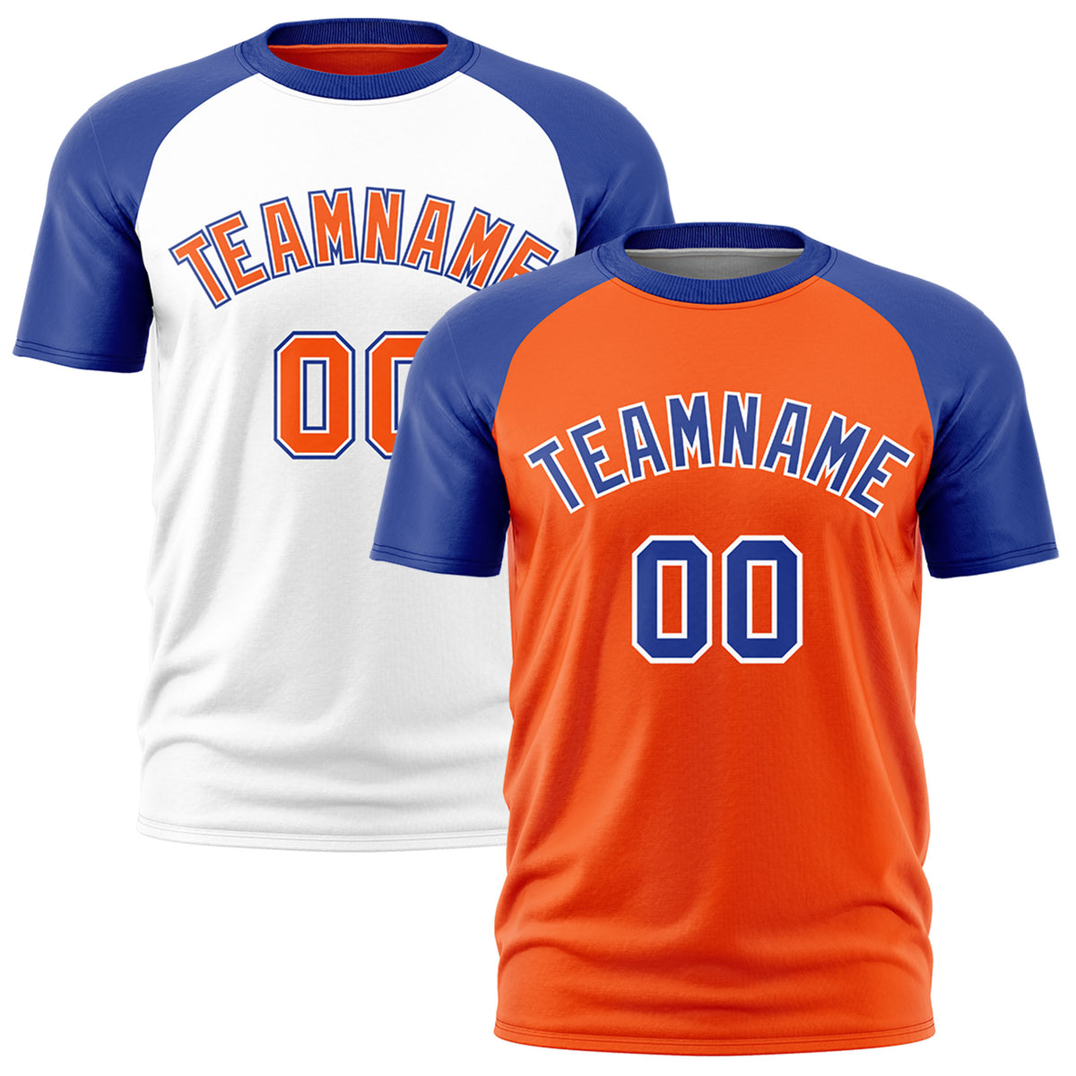 Custom Orange Royal Blue White Reversible Raglan Sleeves Quick Dry T-shirt| KXKSHOP