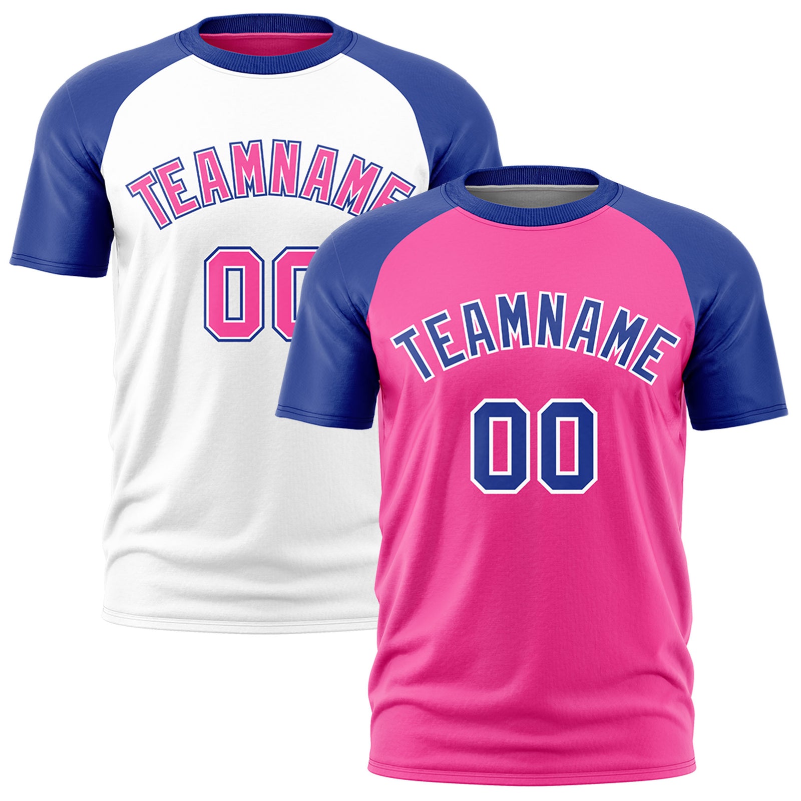 Custom Pink White Royal Blue Reversible Raglan Sleeves Quick Dry T-shirt| KXKSHOP